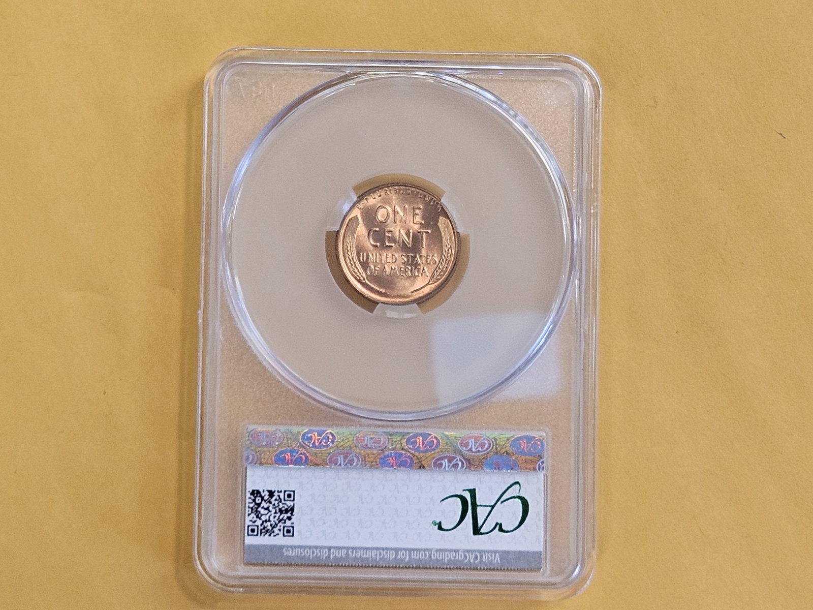 GEM! CACG 1938-D Wheat cent in Mint State 65 RED - 3