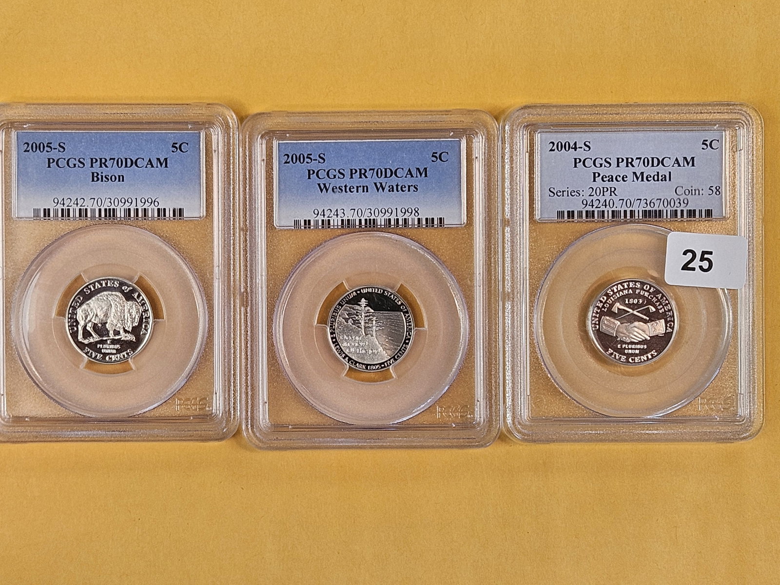 PERFECT! Three Perfect PCGS-graded Jefferson Nickels: All in Proof 70 Deep Cameo