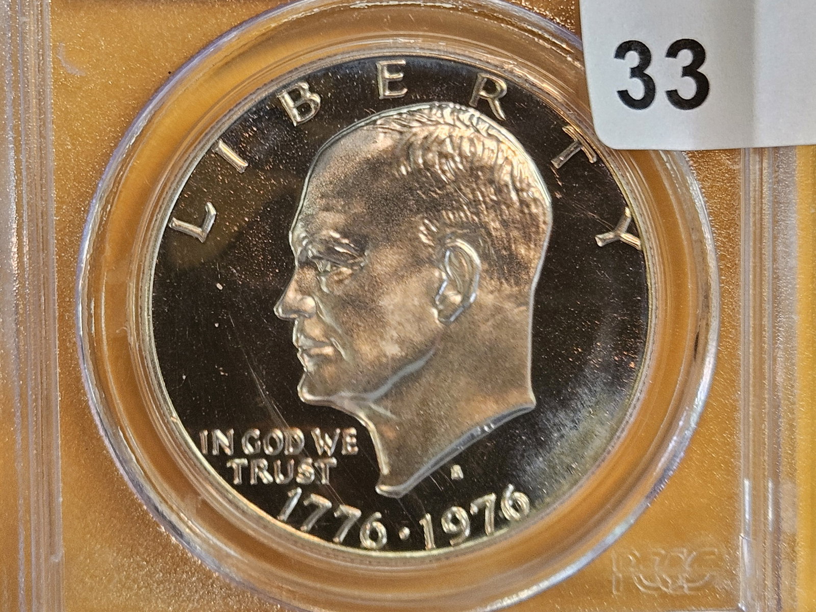 PCGS 1976-S SILVER Eisenhower Dollar in Proof 69 Deep Cameo: Purt near perfect!