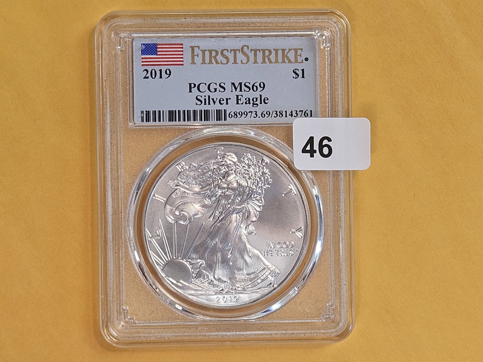 PCGS 2019 American Silver Eagle in Mint State 69: First Strike
