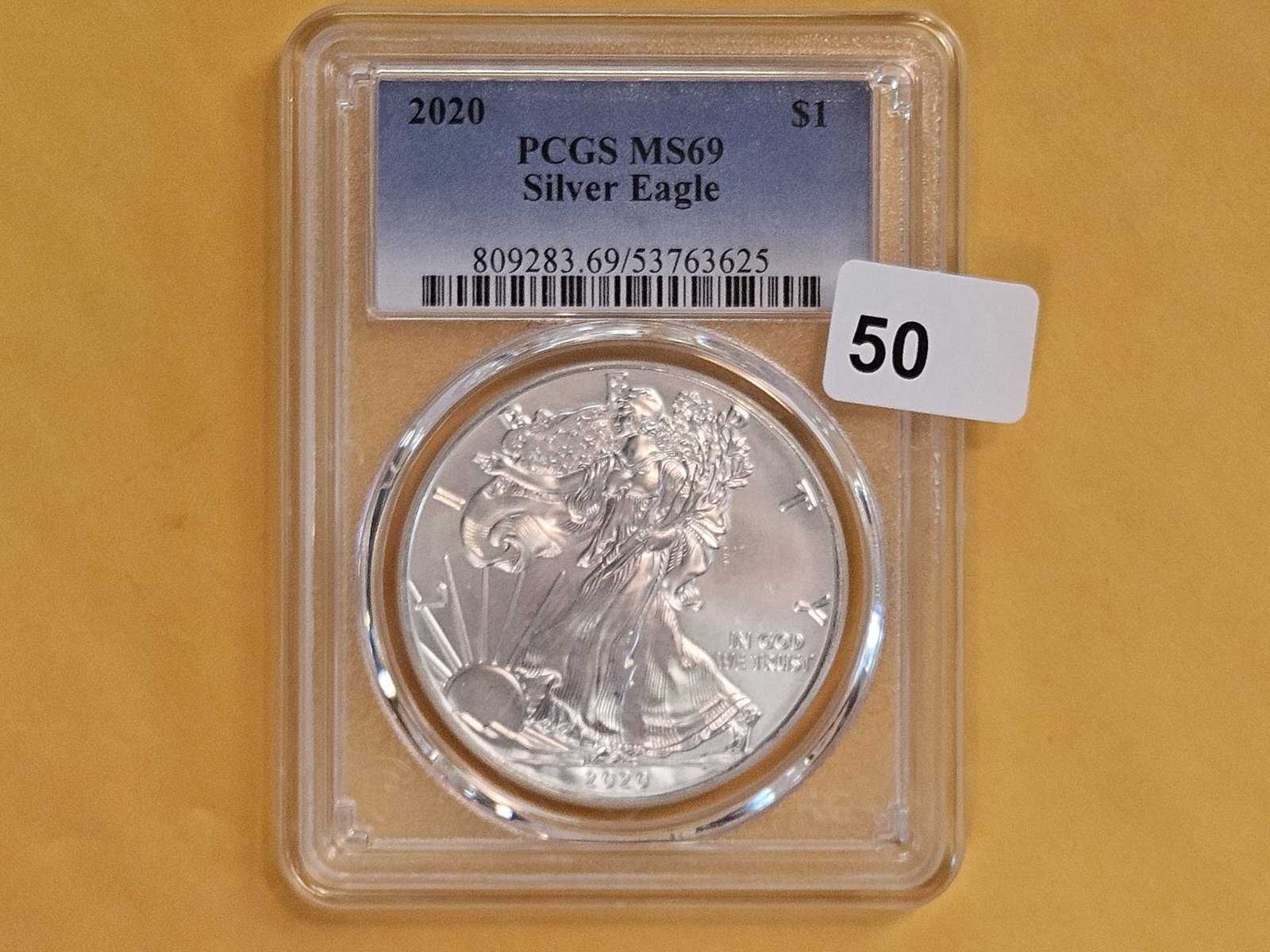 PCGS 2020 American Silver Eagle in Mint State 69 (1 of 2)