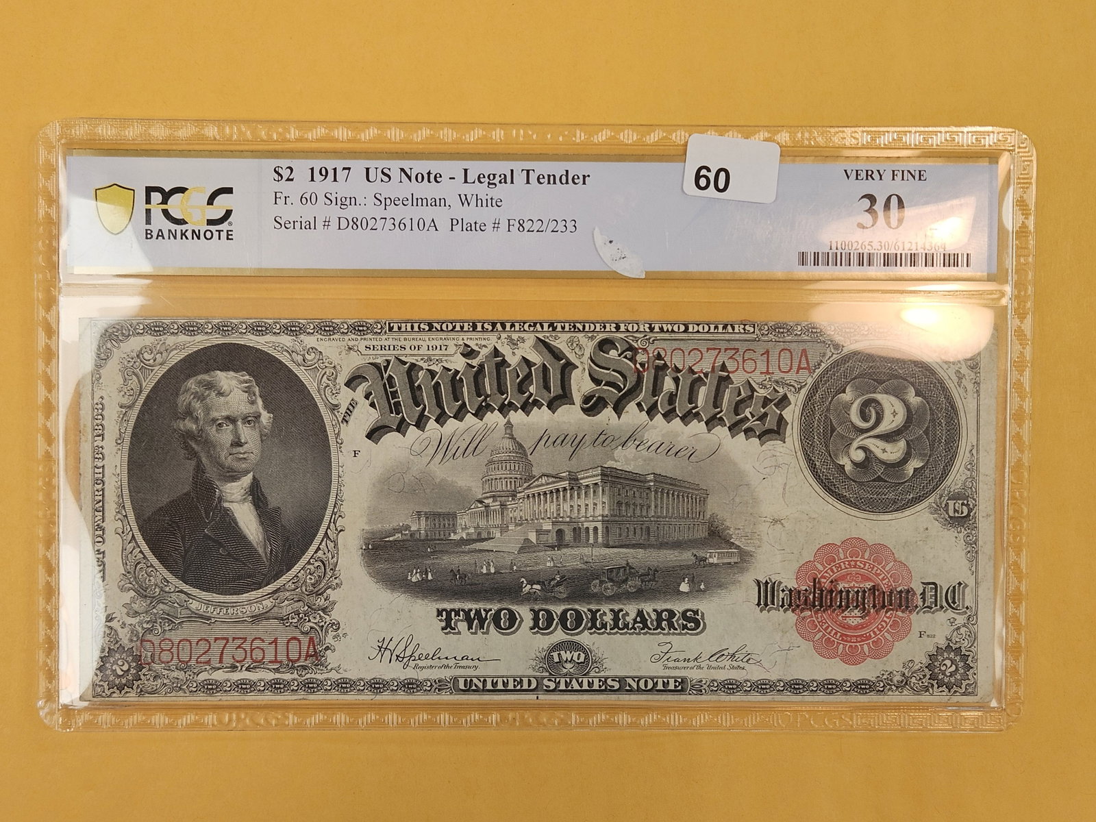 PCGS Banknote 1917 Two Dollar Legal Tender in Very Fine - 30 (1 of 2)