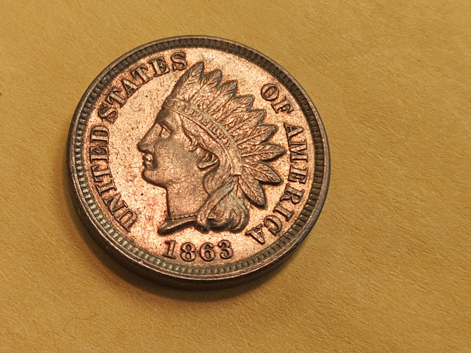 Brilliant About Uncirculated Plus 1863 Copper-Nickel Indian cent - 3