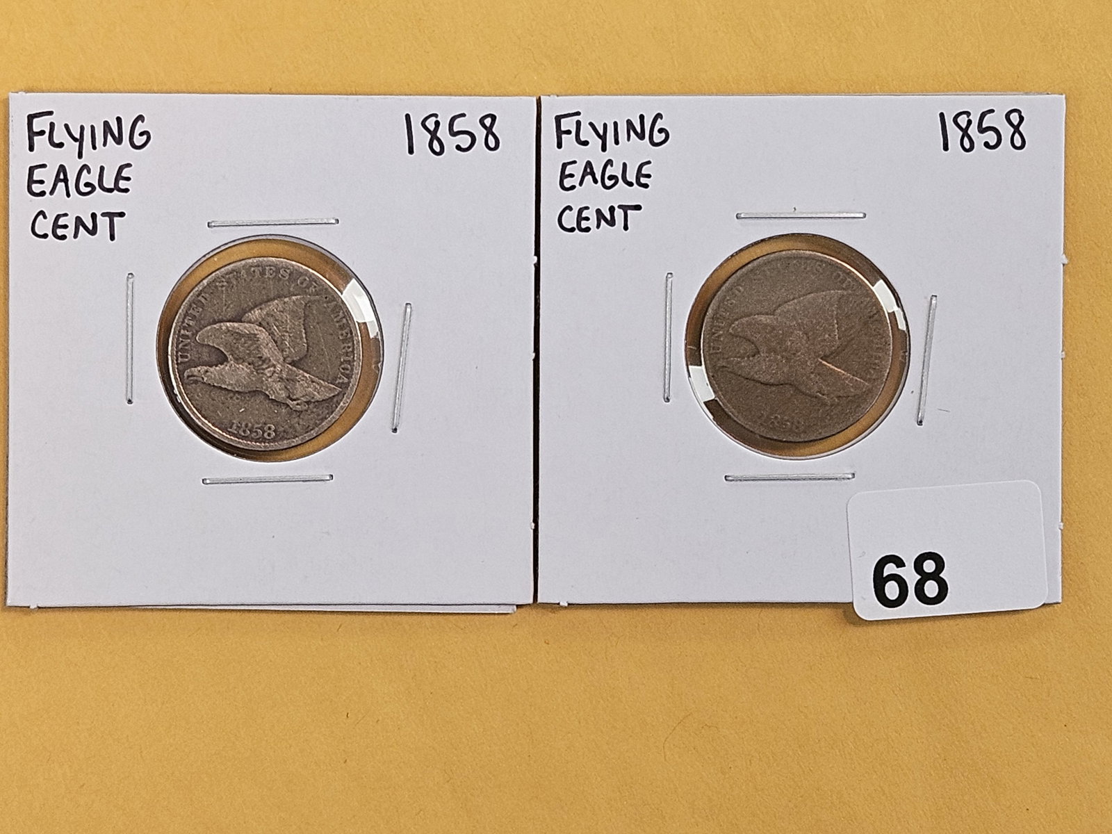 Two 1858 Flying eagle Cents: Circulated