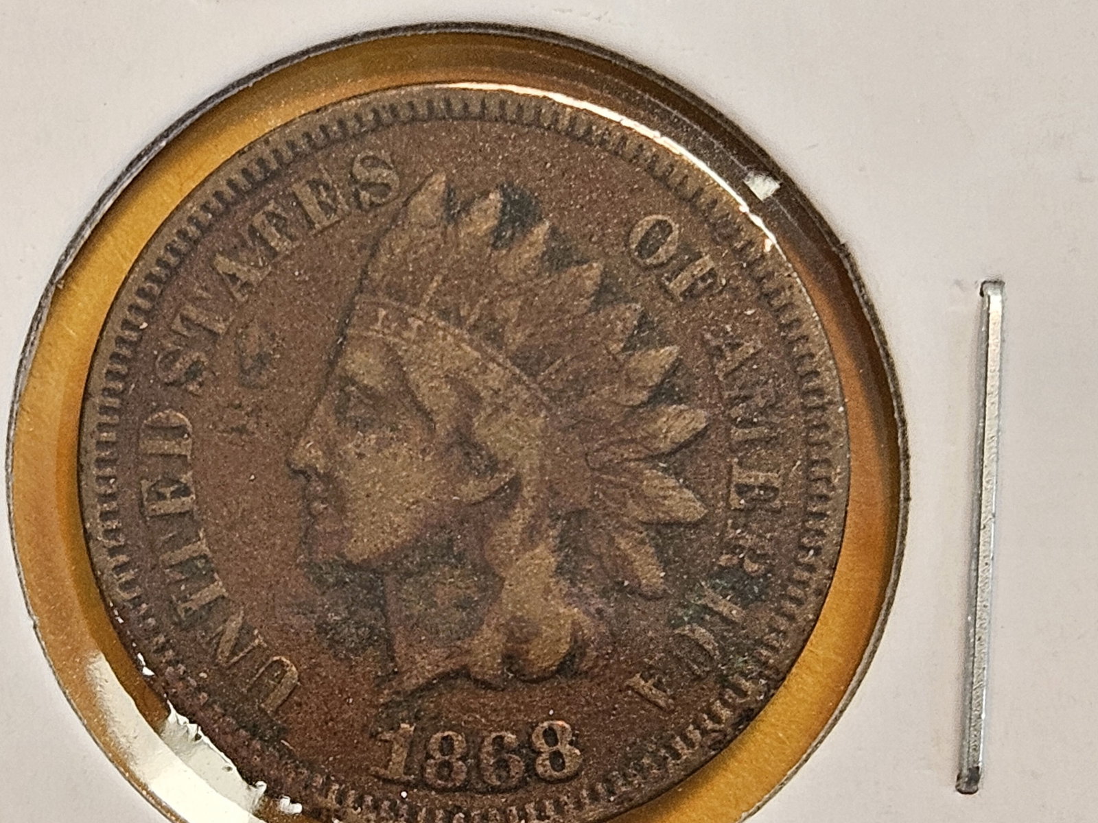 Semi-Key 1868 Indian Cent: In Very Good plus