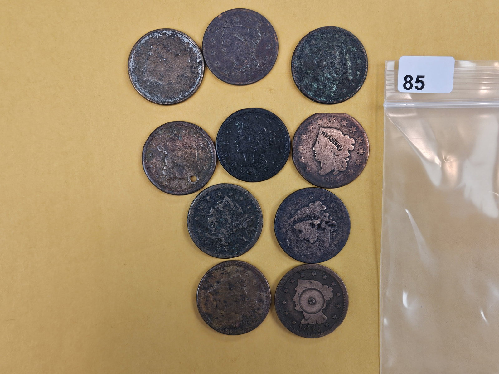 Ten mixed Large Cents: All well circulated or with issues