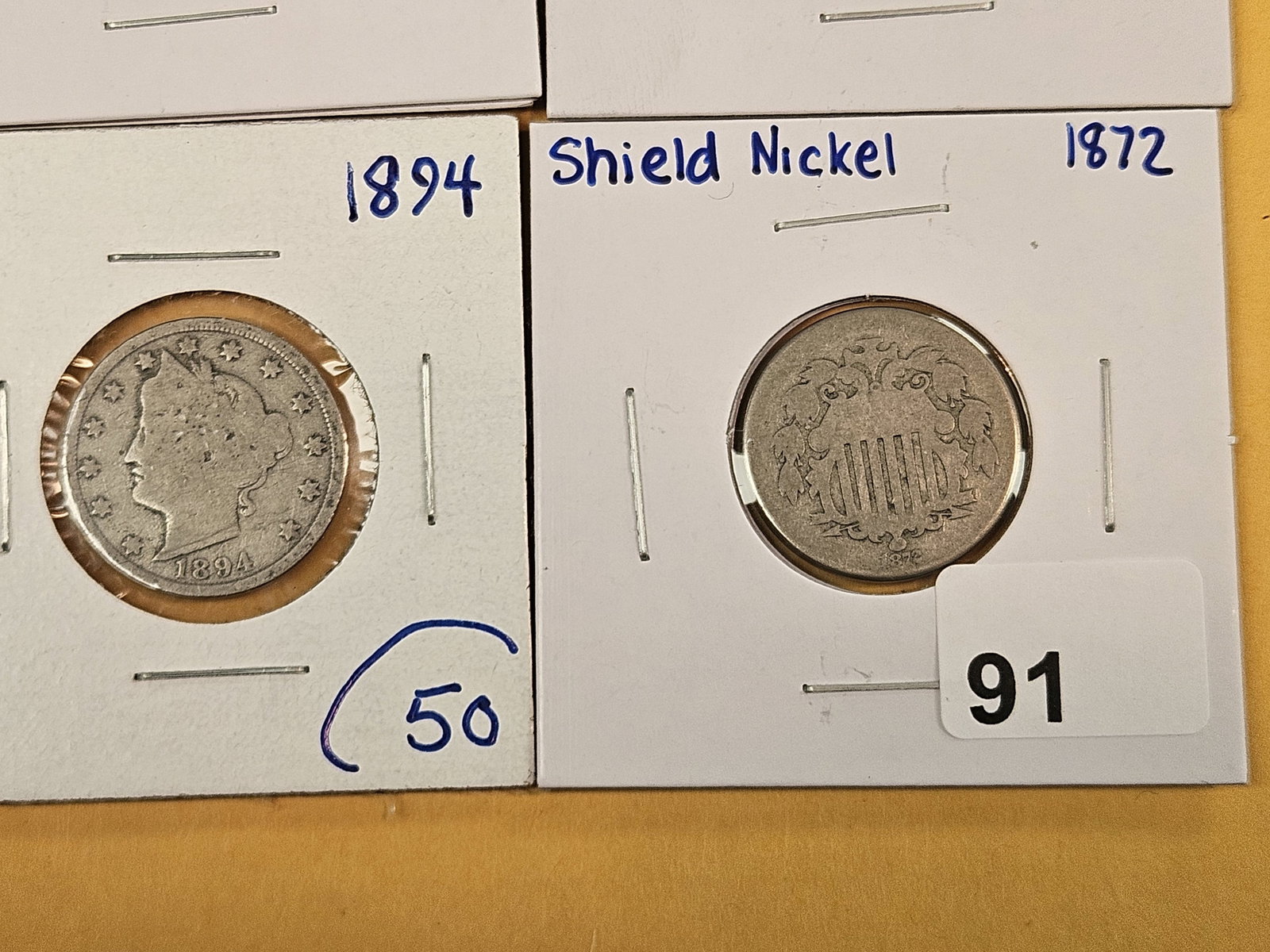 Four mixed Shield and Liberty "V" Nickels - 3