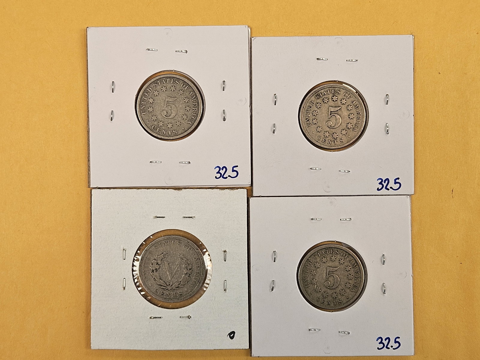 Four mixed Shield and Liberty "V" Nickels - 4