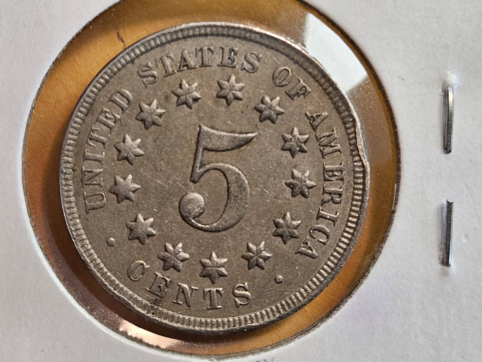 1867 Shield Nickel in About Uncirculated - 3