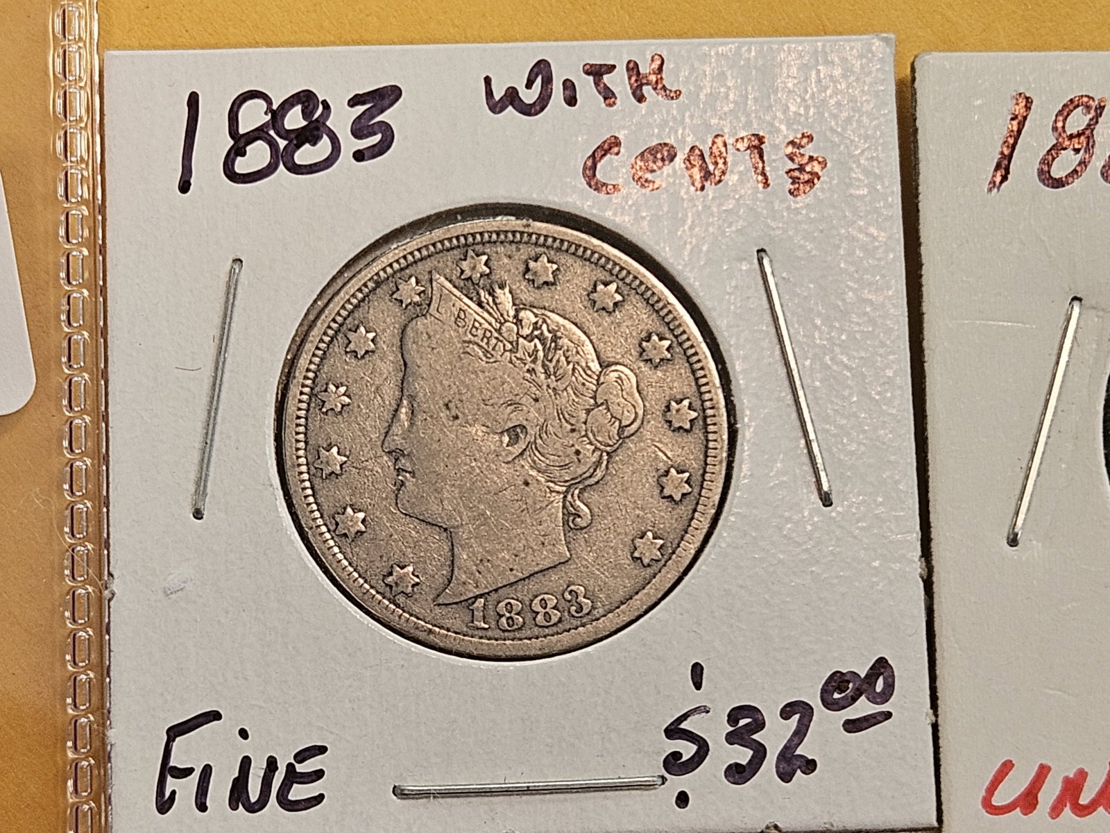 Both version of 1883 Liberty "V" Nickels - 2