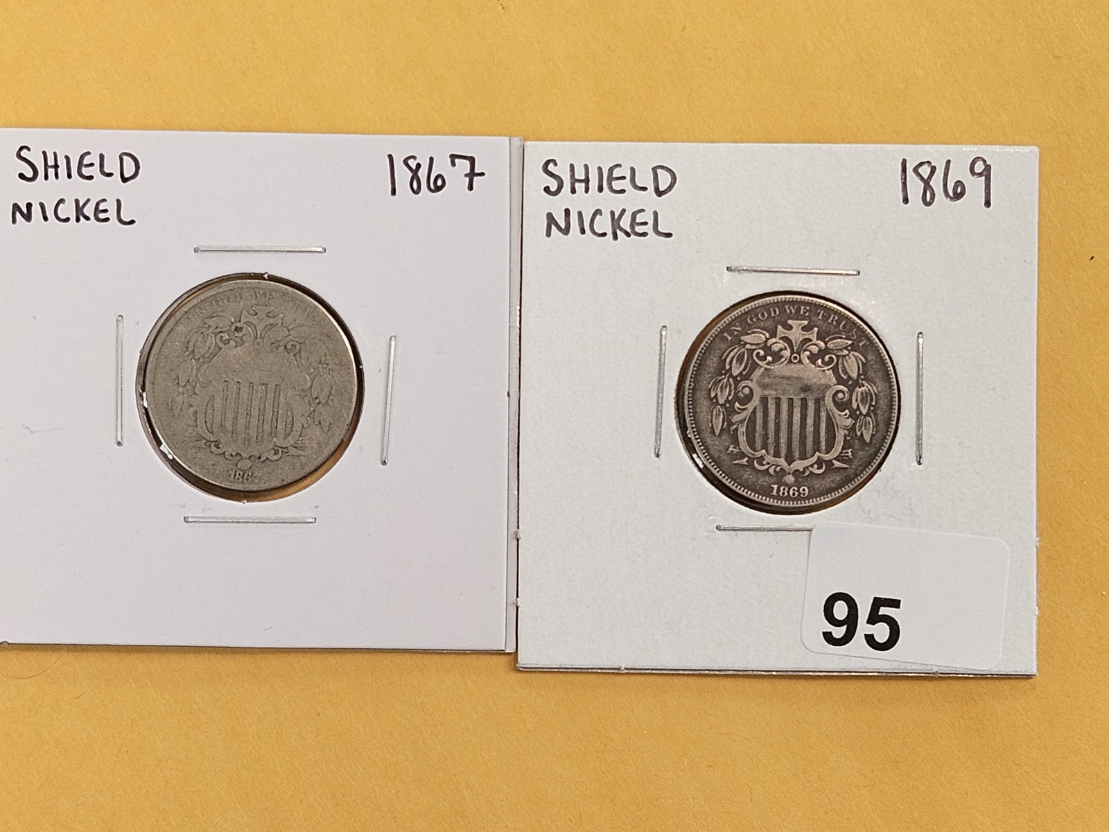 1867 and 1869 Shield Nickels: Circulated