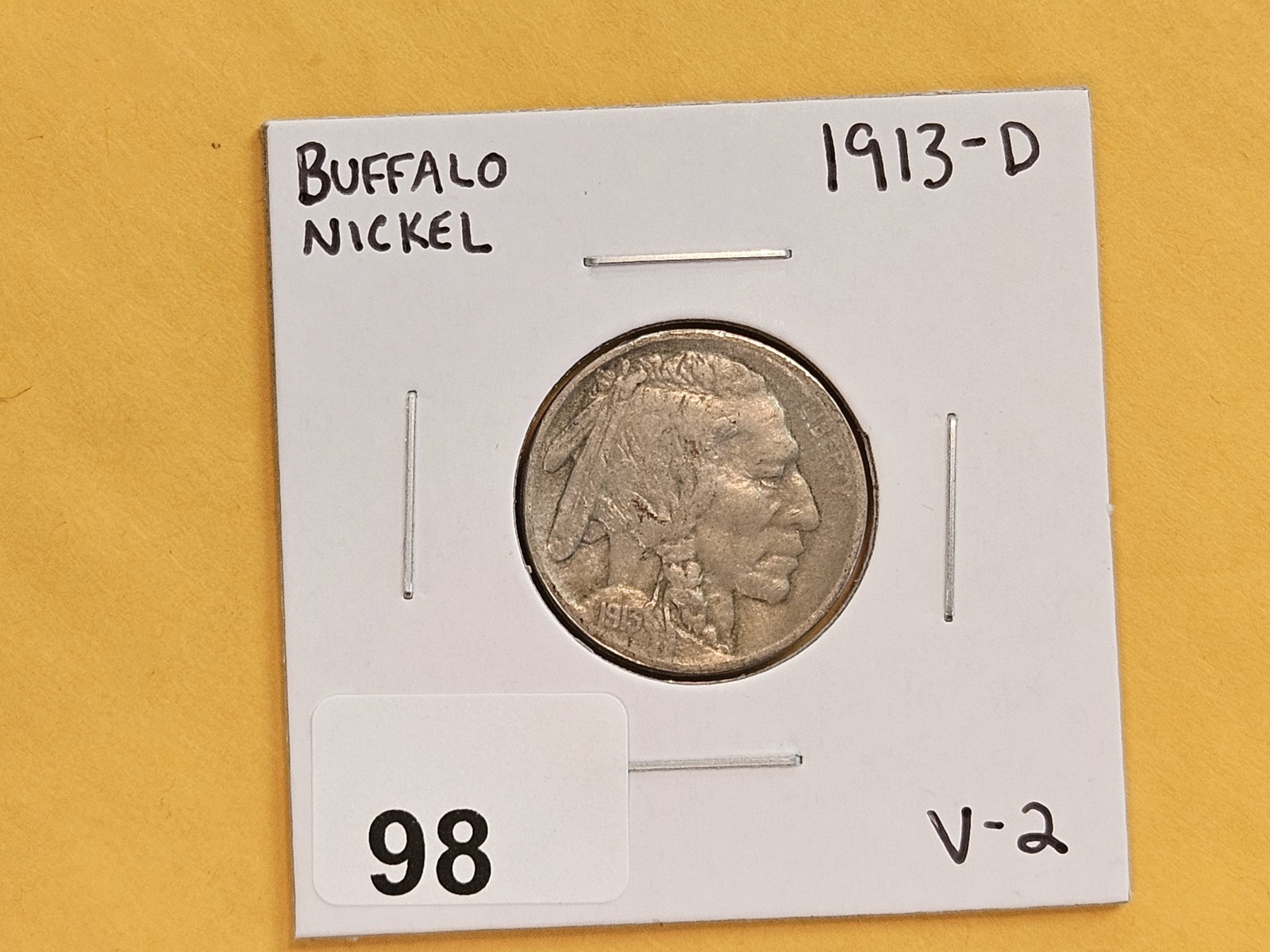 * Semi-key 1913-D Type 2 Buffalo Nickel in Very Fine - 2