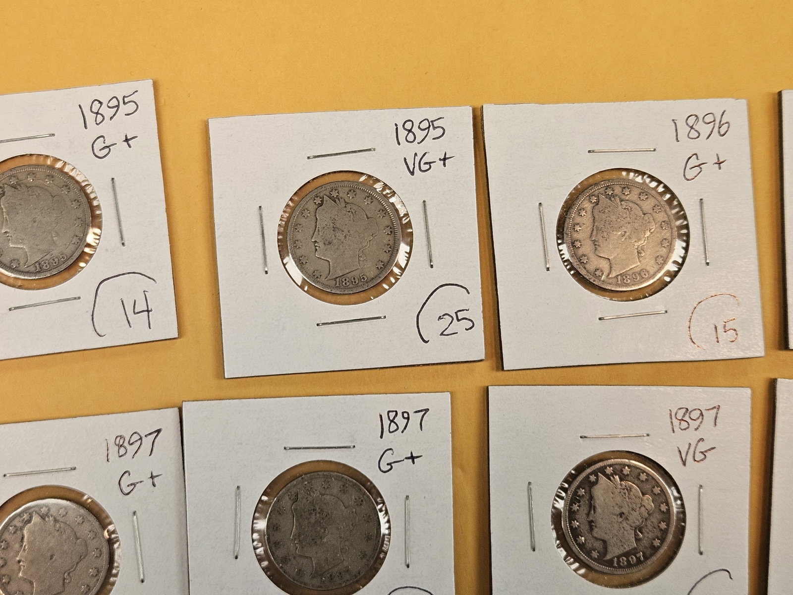 Fifteen pre-1900 Liberty "V" Nickels - 3