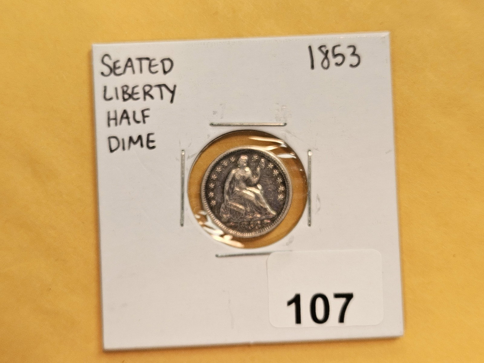1853 With Arrows Seated Liberty silver half dime - 2