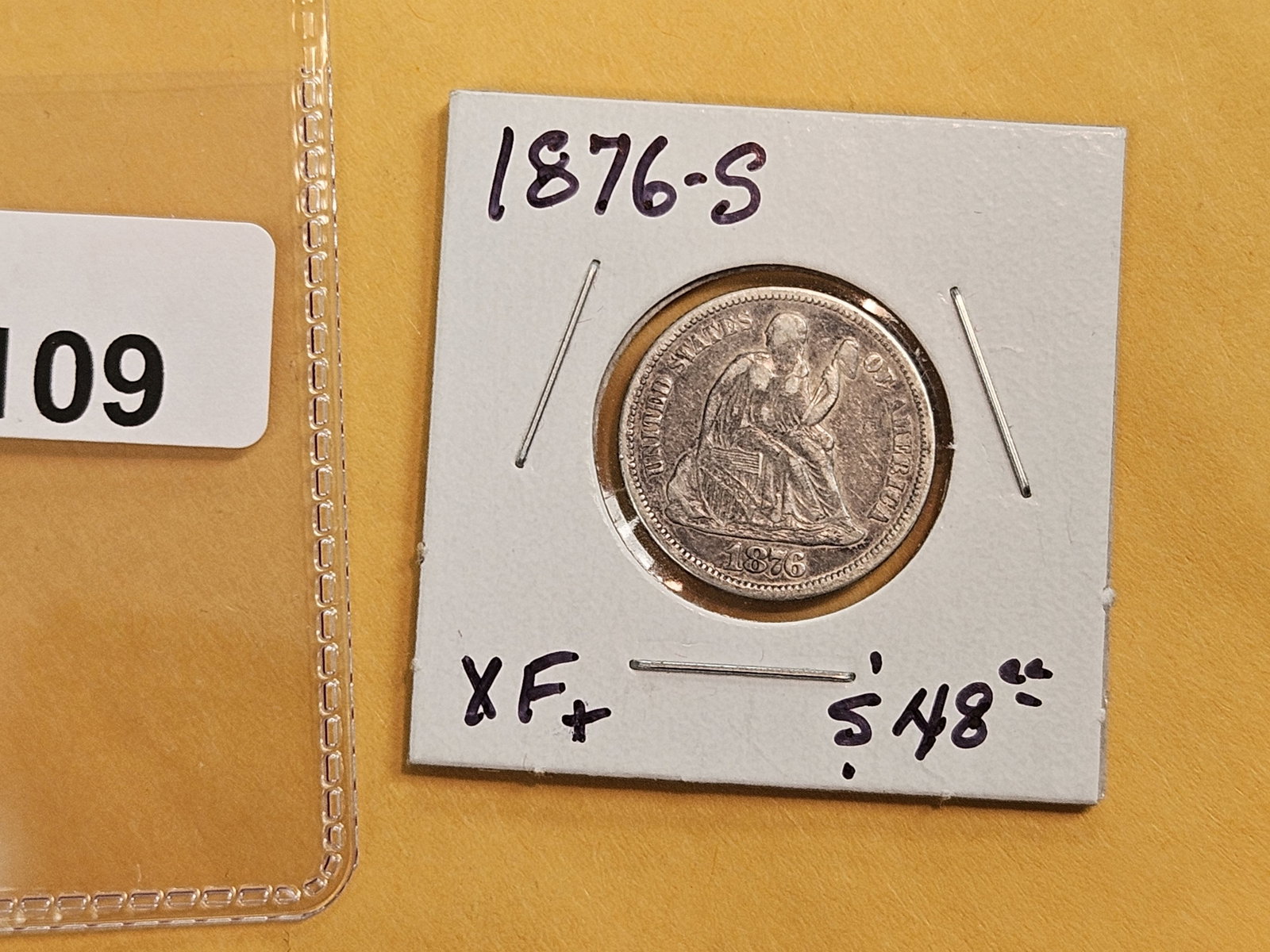 1876-S Seated Liberty silver Dime - 2