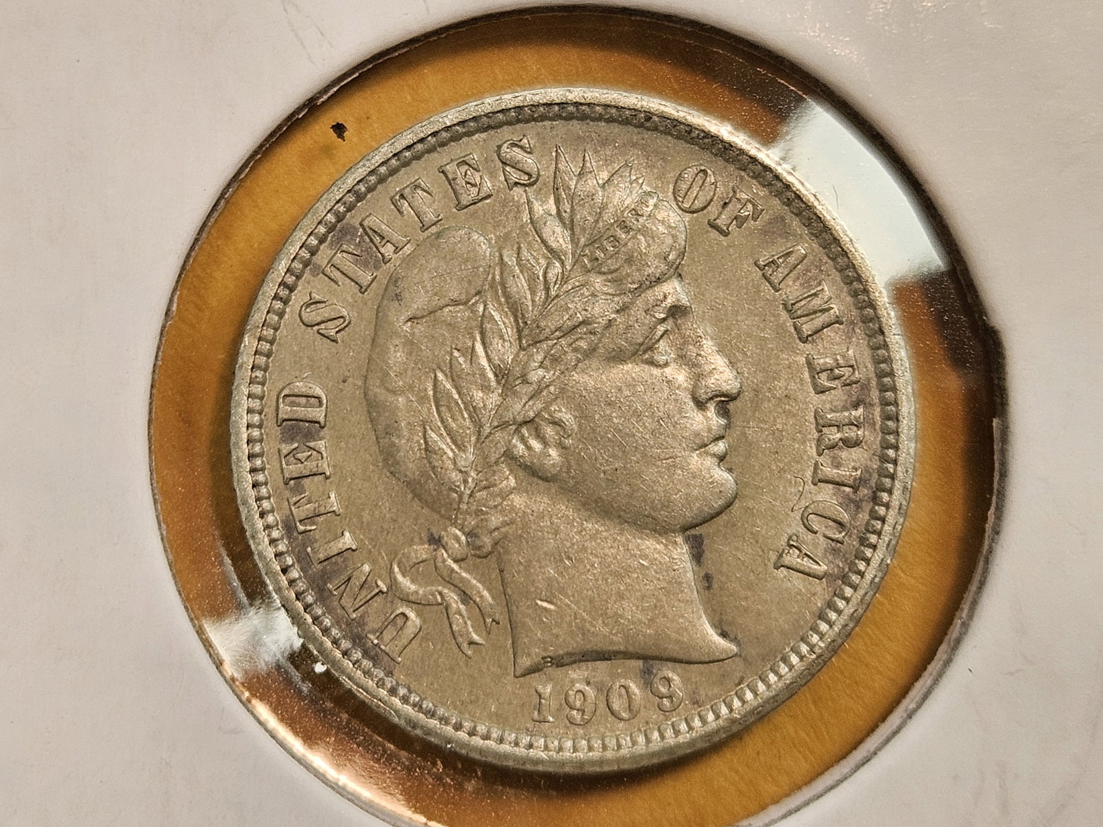 1909 Barber silver Dime in Choice About Uncirculated: Nice, original patina