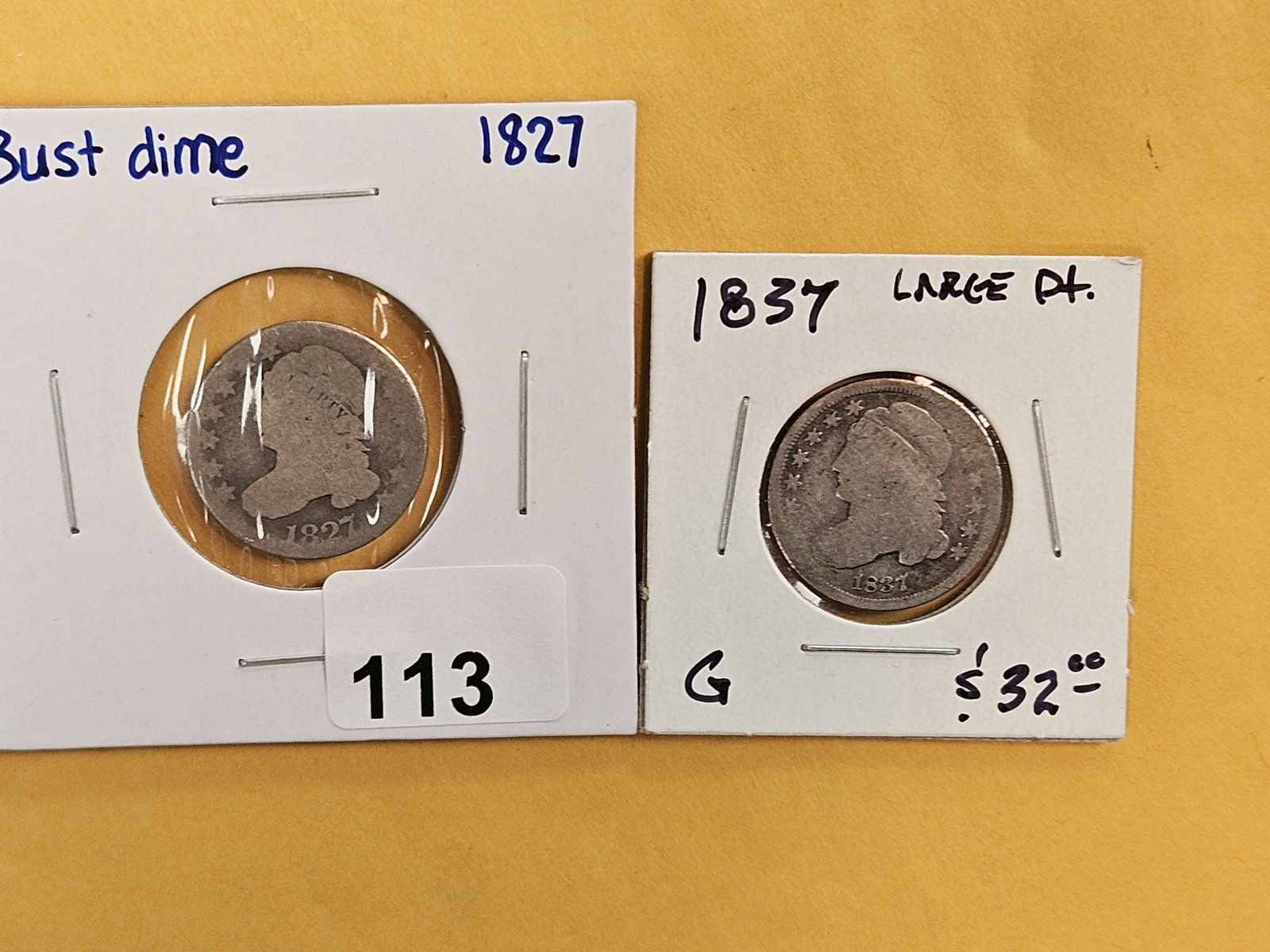 1827 and 1837 Capped Bust silver Dimes (1 of 3)
