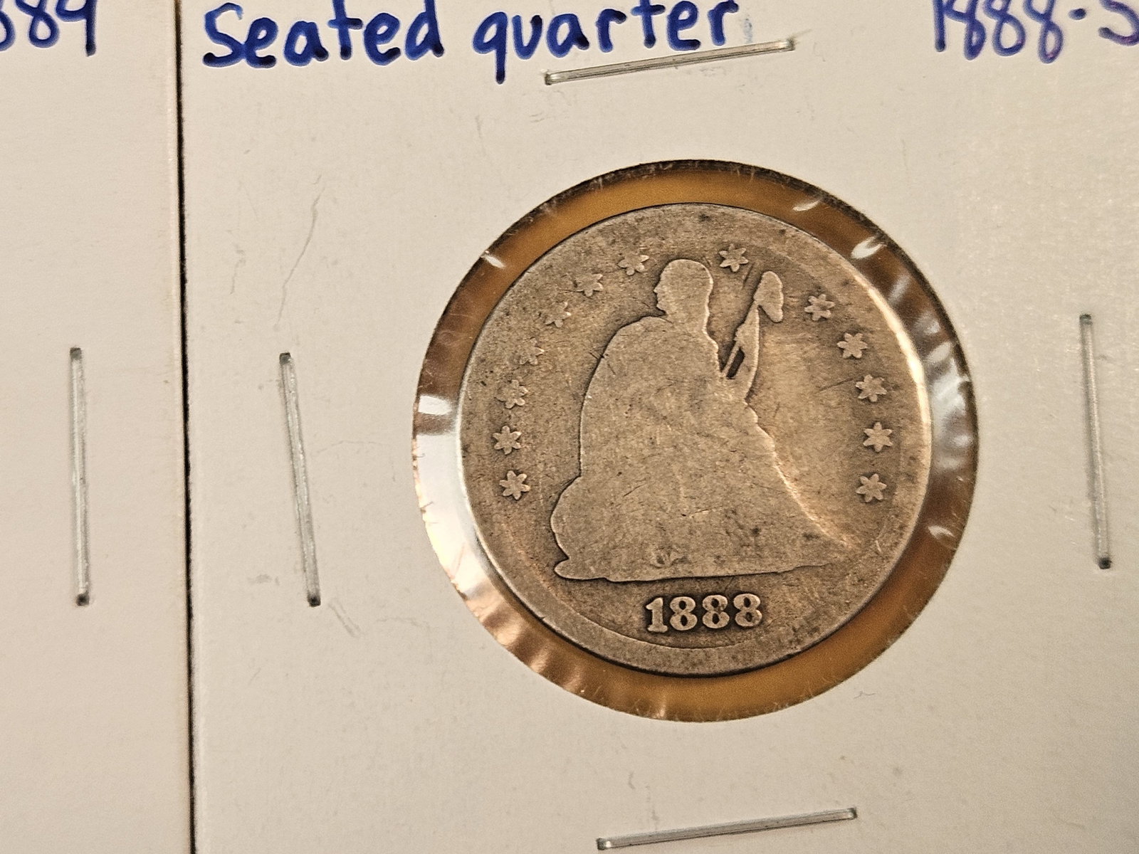 Three Seated Liberty silver Quarters - 3