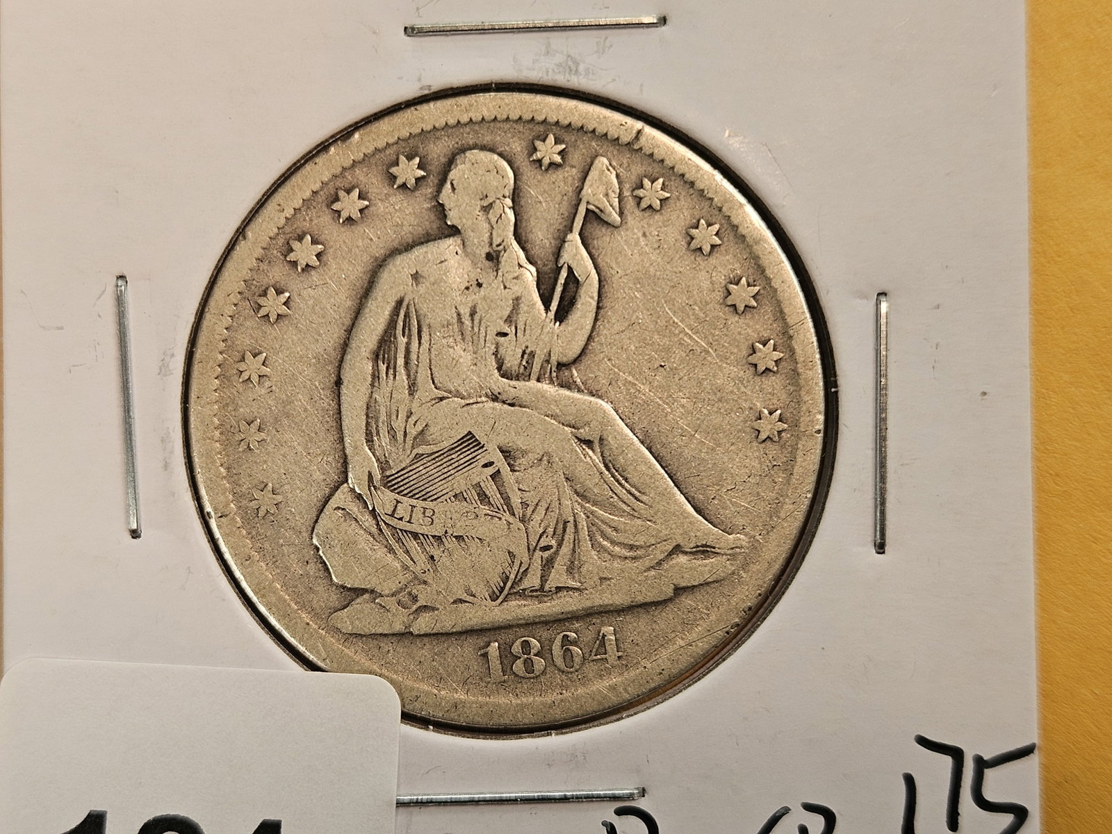 Semi-Key 1864-S Seated Liberty Silver Half Dollar in Very Good (1 of 3)