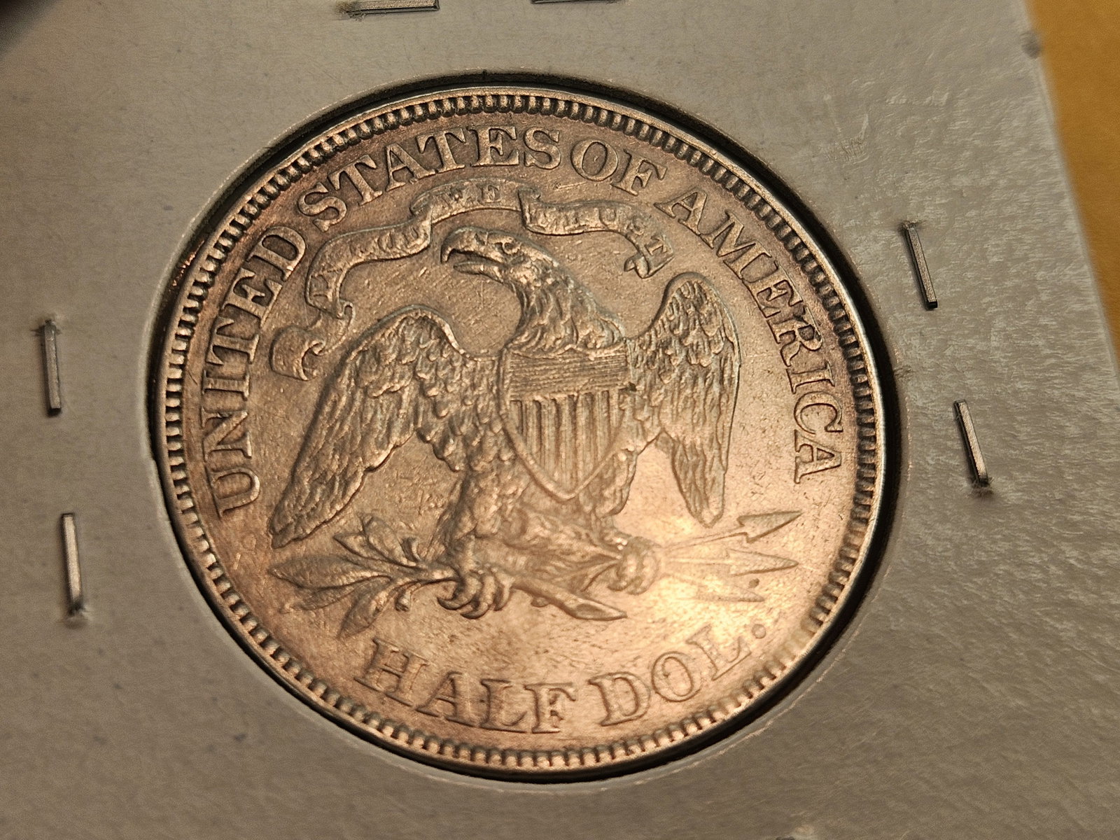* Nicer! 1871 Seated Liberty silver Half Dollar in About Uncirculated plus - 6