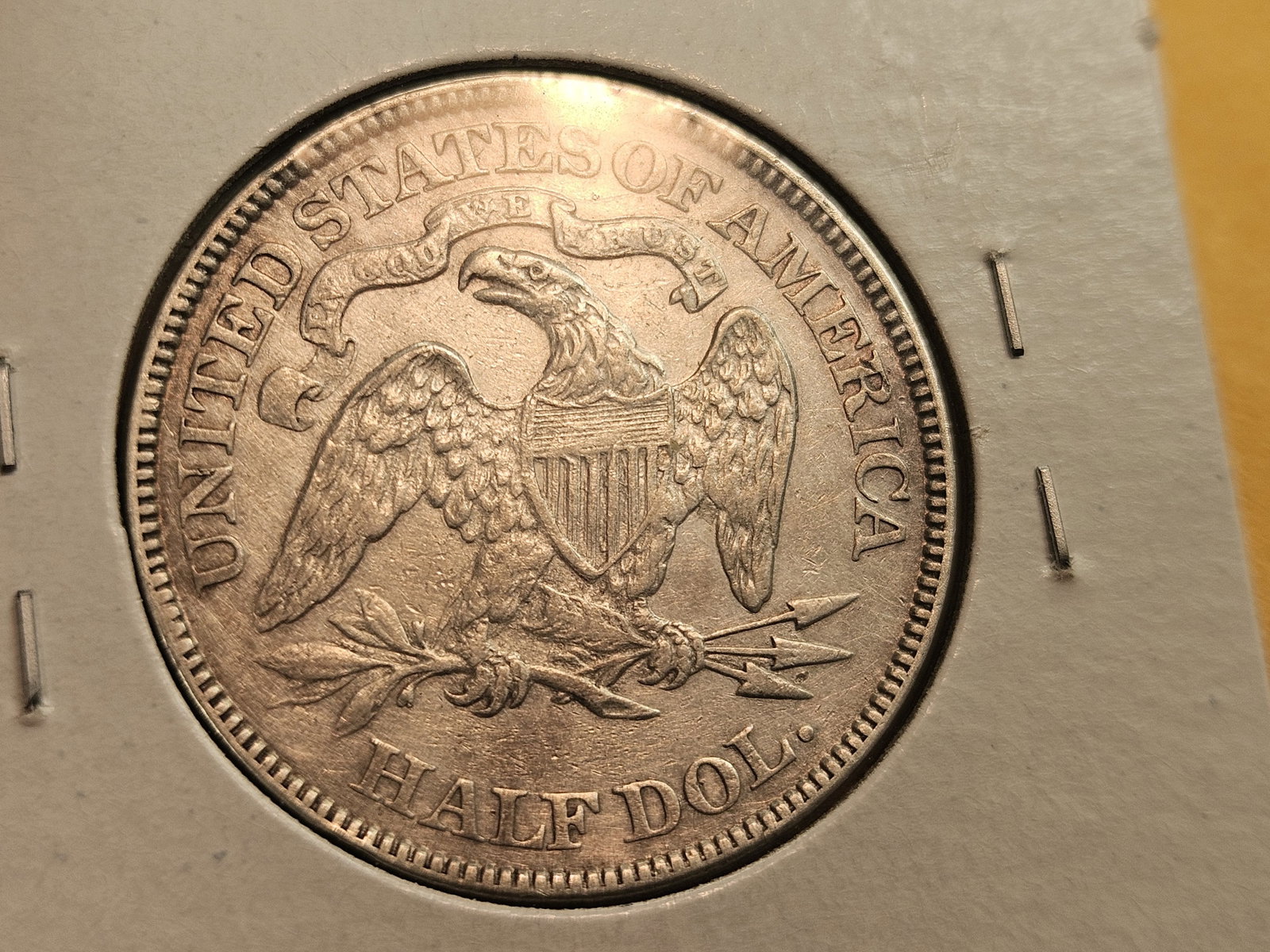 * Nicer! 1871 Seated Liberty silver Half Dollar in About Uncirculated plus - 7