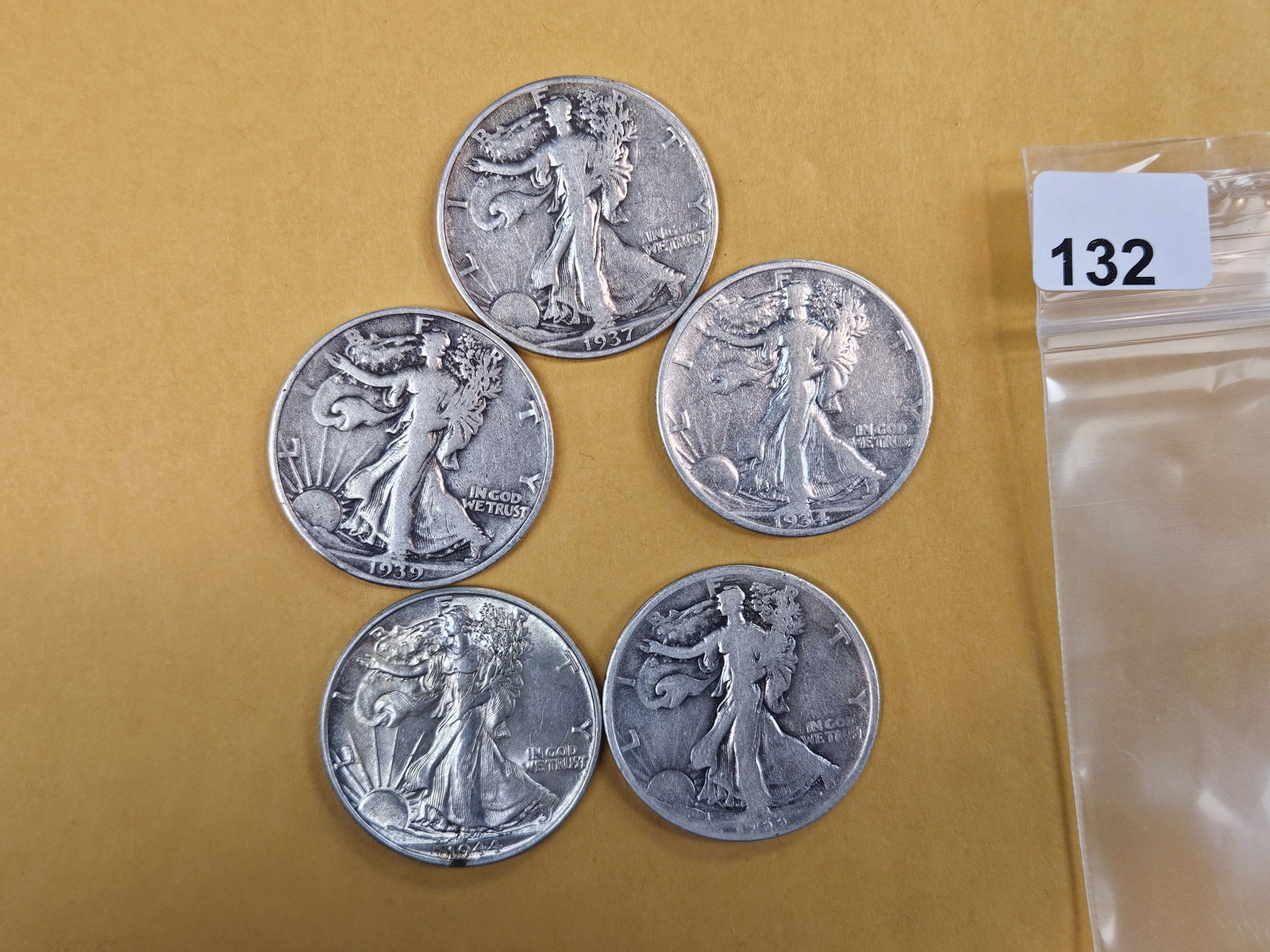 Five mixed Walking Liberty silver Half Dollars (1 of 4)
