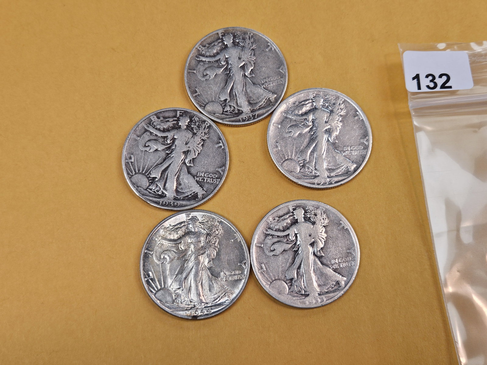 Five mixed Walking Liberty silver Half Dollars - 2