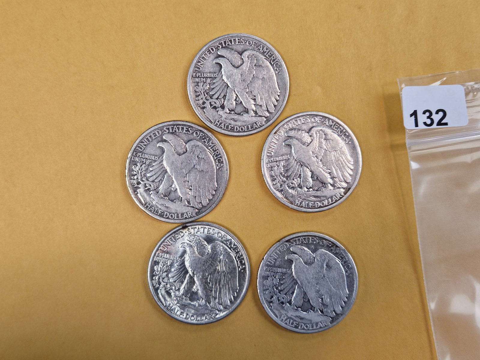 Five mixed Walking Liberty silver Half Dollars - 3