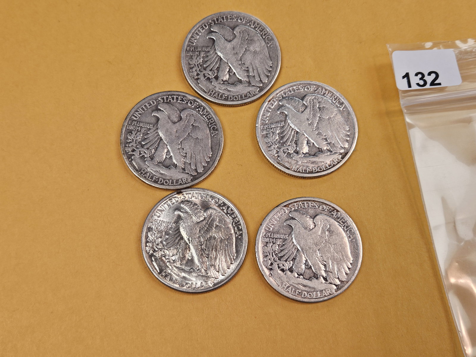Five mixed Walking Liberty silver Half Dollars - 4