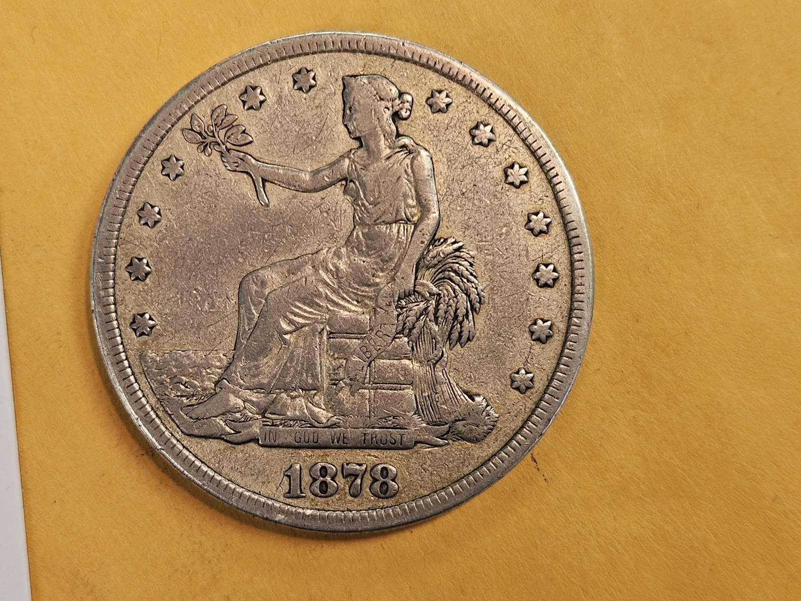 1878-S Trade silver Dollar in Very Fine: Cool short run silver dollar