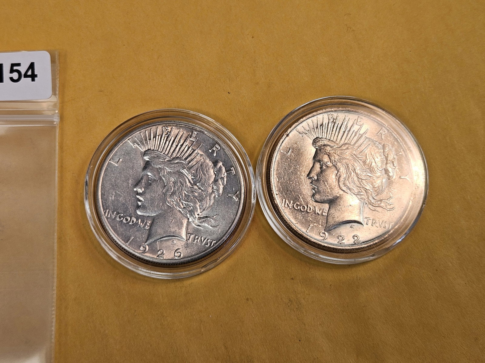Two Brilliant AU-BU Peace silver Dollars - 2