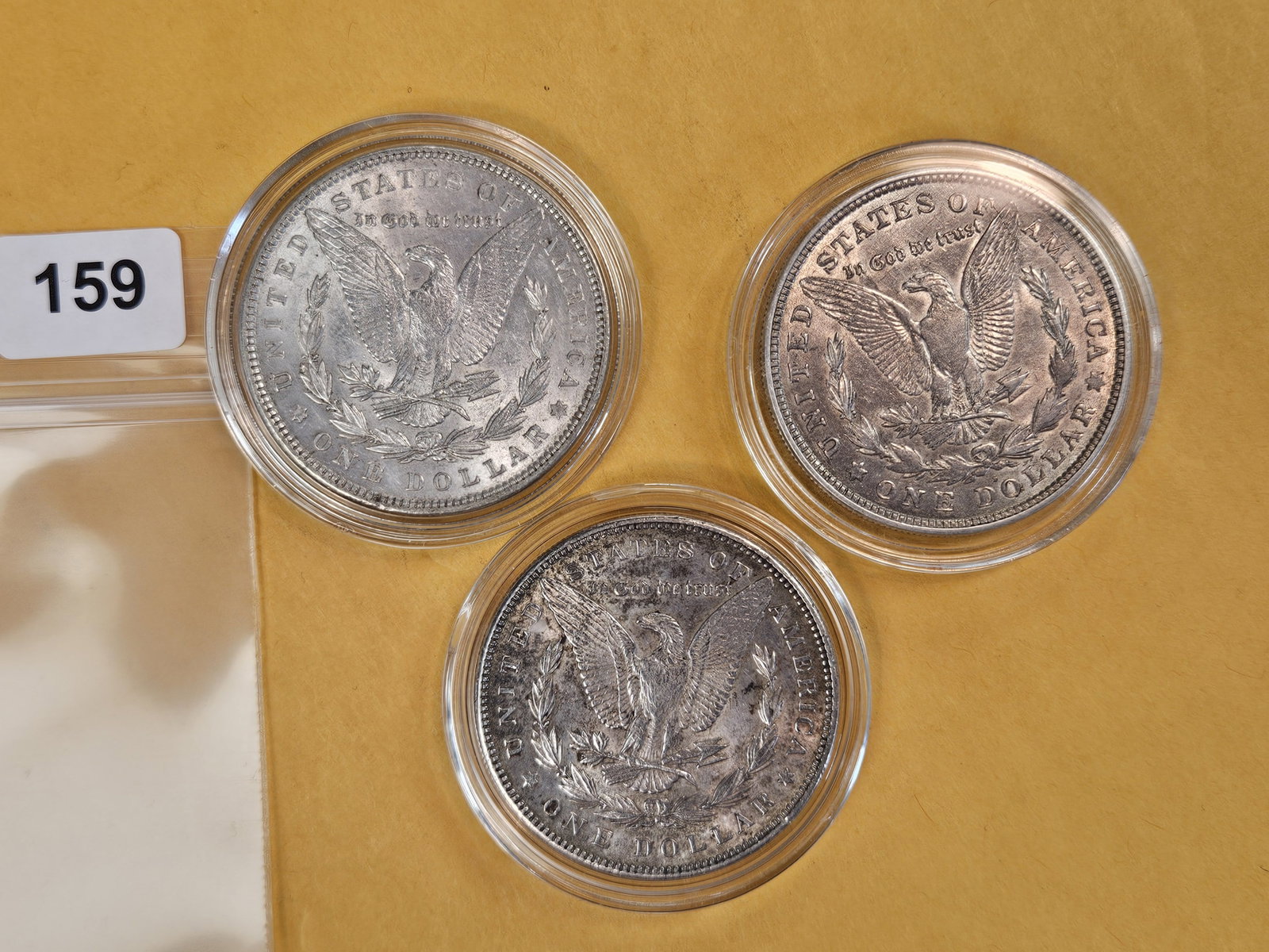 Three mixed Morgan silver dollars - 3