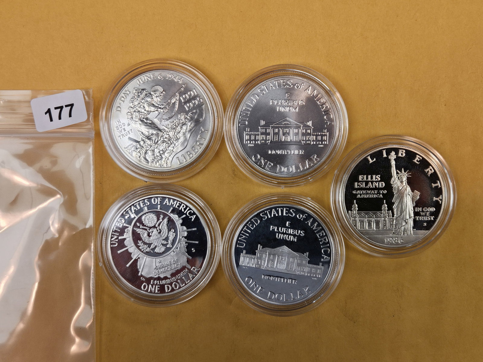 Five GEM Commemorative Silver Dollars: Proof and BU