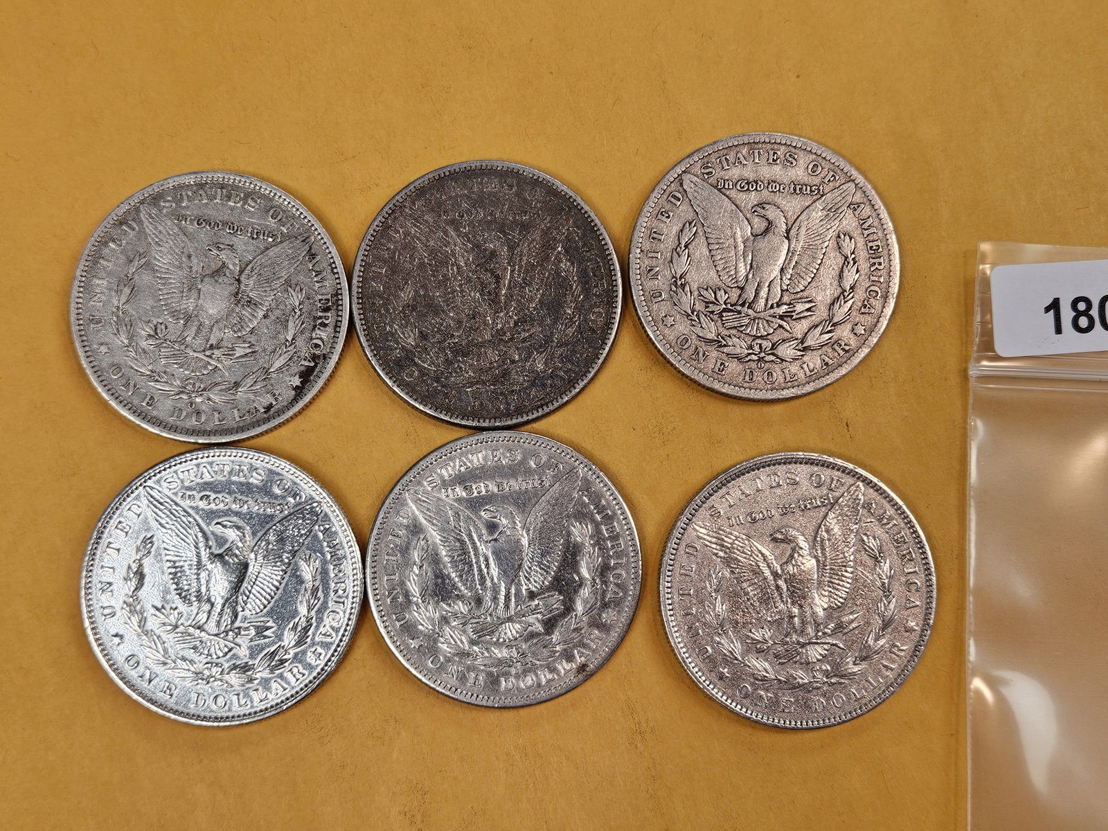 Six mixed Morgan silver Dollars - 2