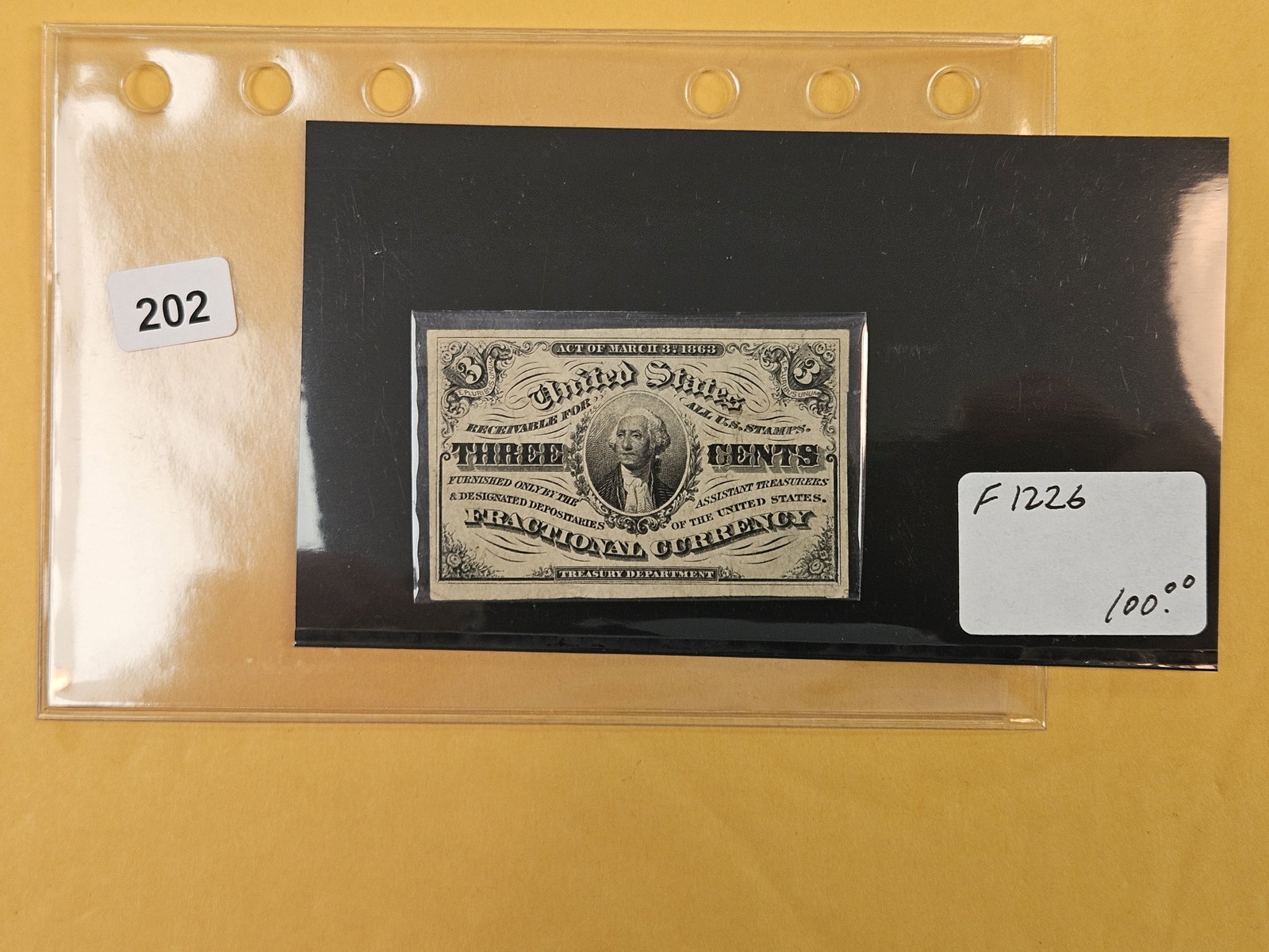 Very nice Act of 1863 Three Cent Fractional Currency: Looks About Uncirculated!