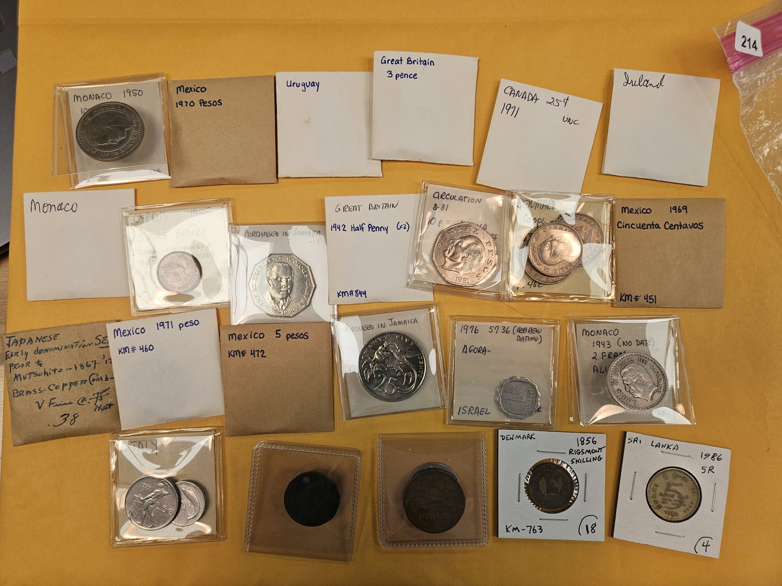 Fun mix of World coins: About 30. Mixed. Unchecked by us.
