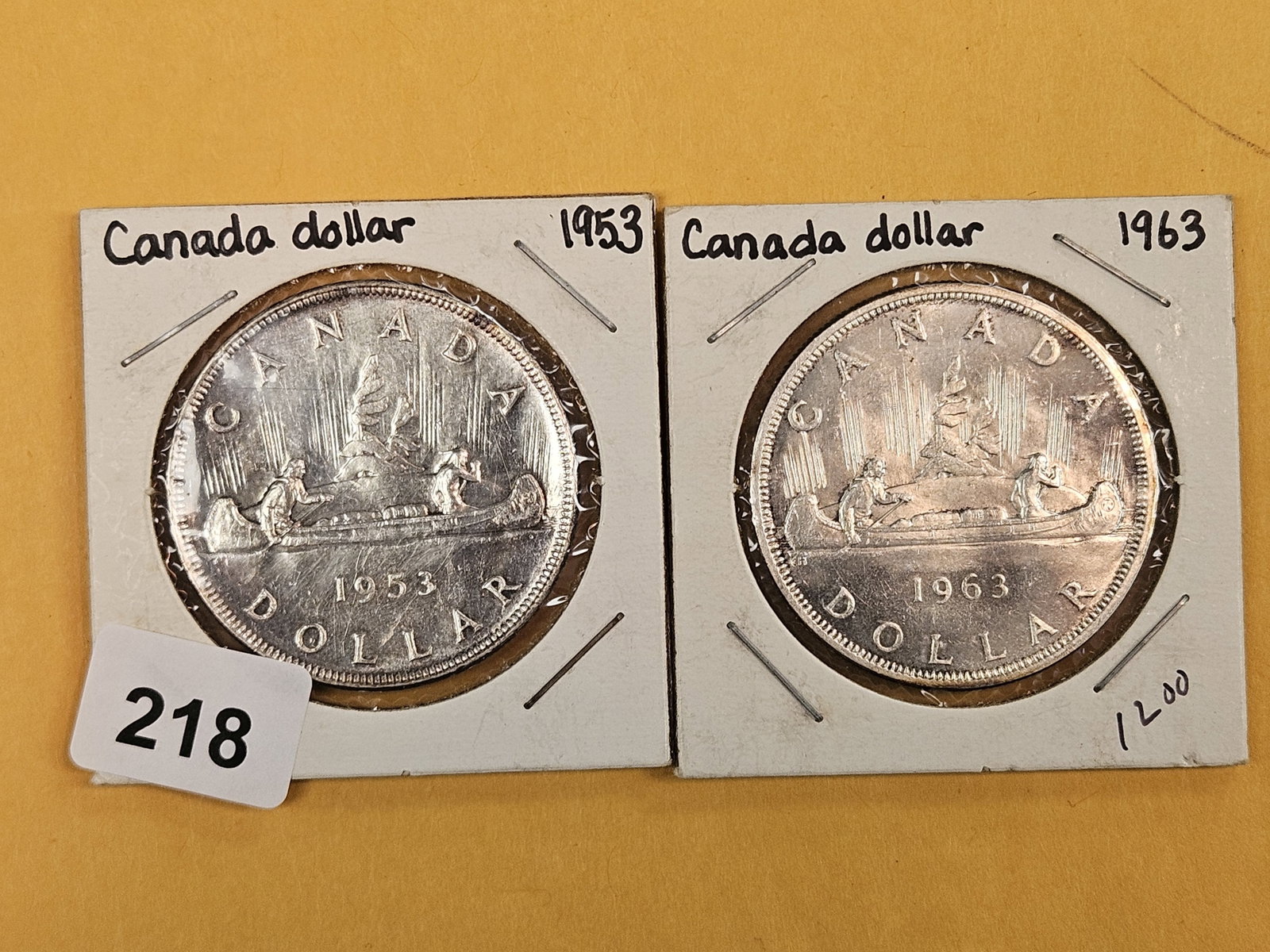 Two Canadian Silver Dollars: 1953 and 1963