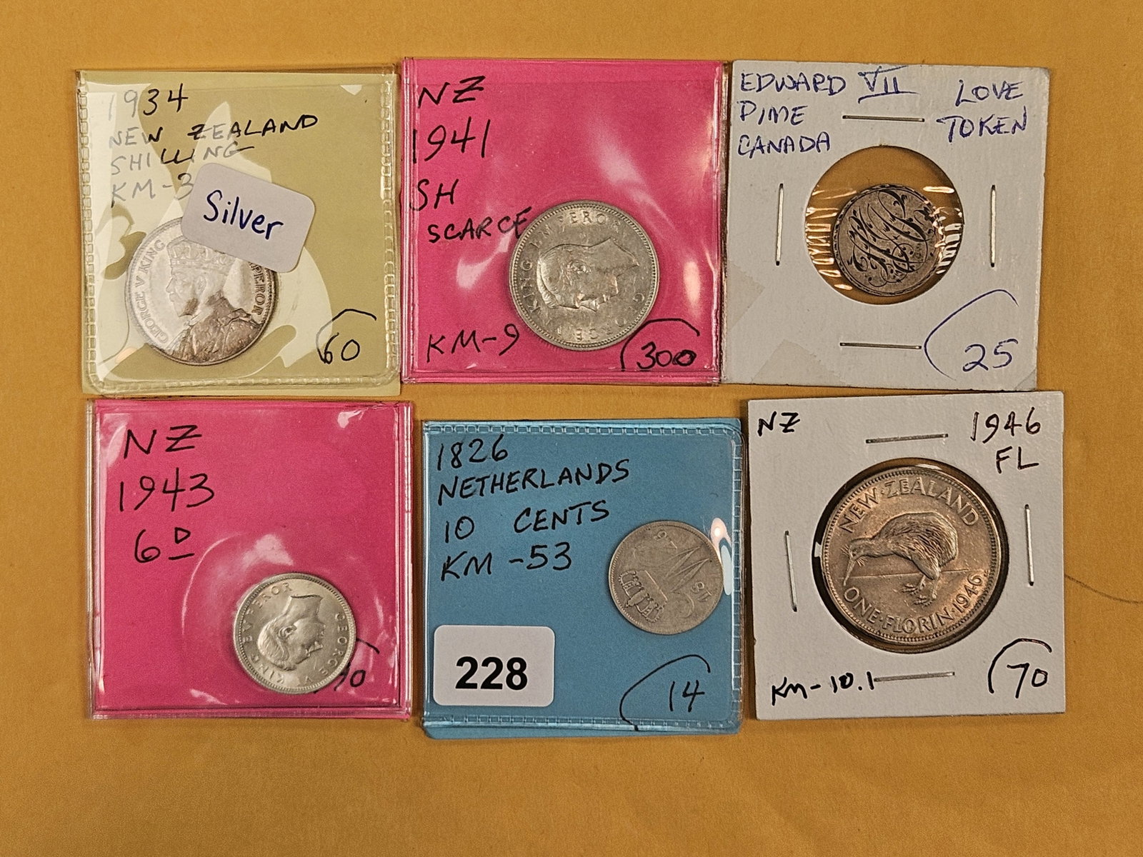 Six mixed Silver World coins: Nice