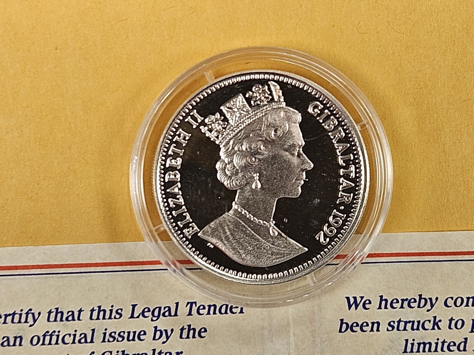 GEM Proof Deep Cameo 1992 Gibraltar silver 10 pounds - 2