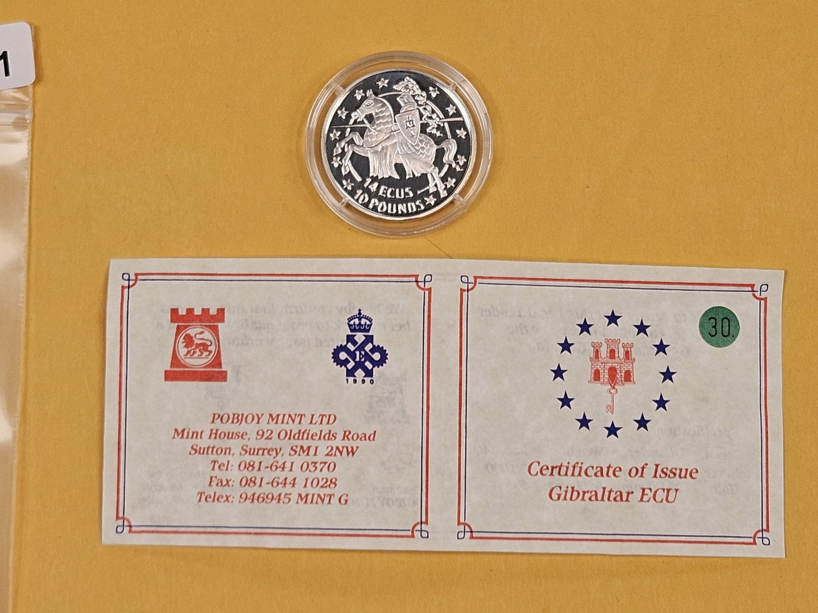GEM Proof Deep Cameo 1992 Gibraltar silver 10 pounds - 3