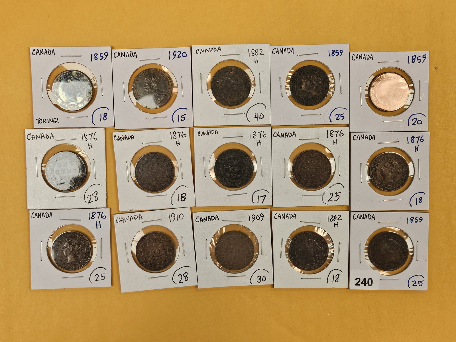 Fifteen, mixed, Canadian Large Cents (1 of 8)