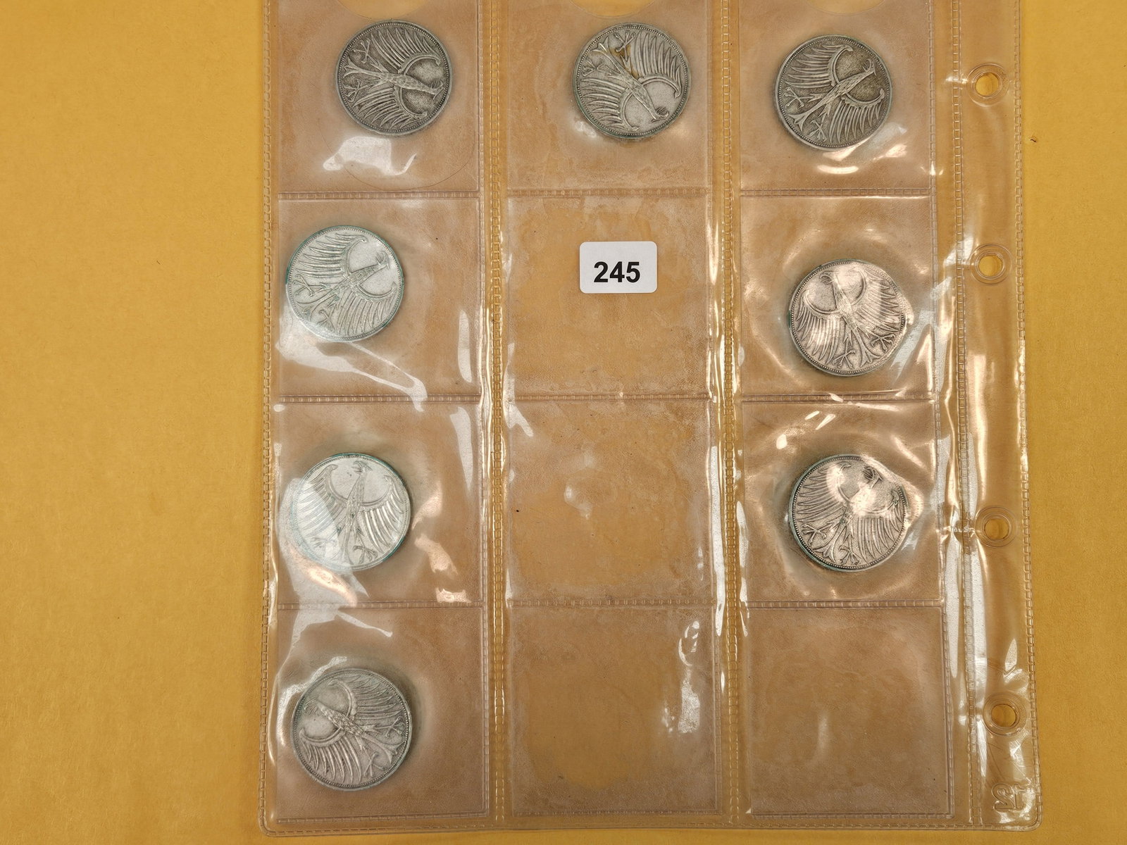 Eight Silver German 5 reichsmark coins: All in older PVC flips