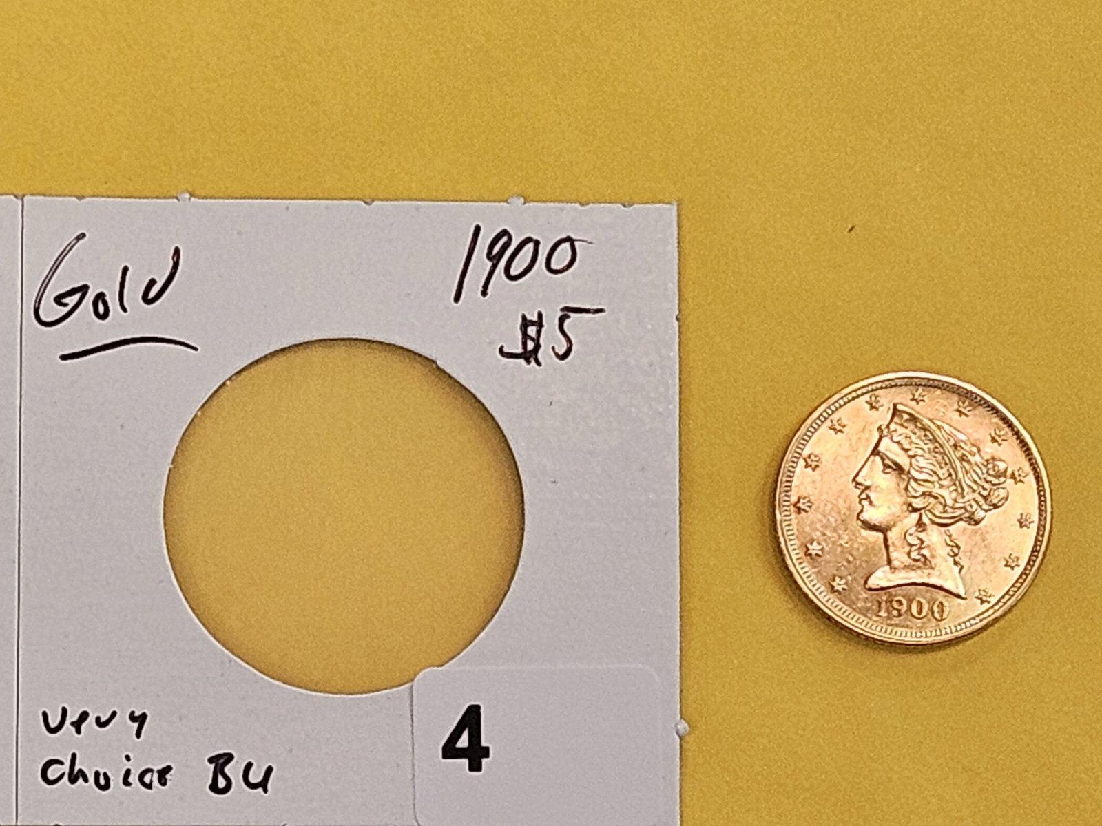 GOLD! Very Choice Brilliant Uncirculated GOLD 1900 Liberty Head Five Dollars - 2