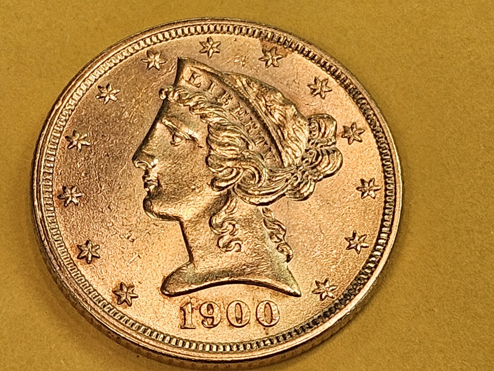 GOLD! Very Choice Brilliant Uncirculated GOLD 1900 Liberty Head Five Dollars - 3