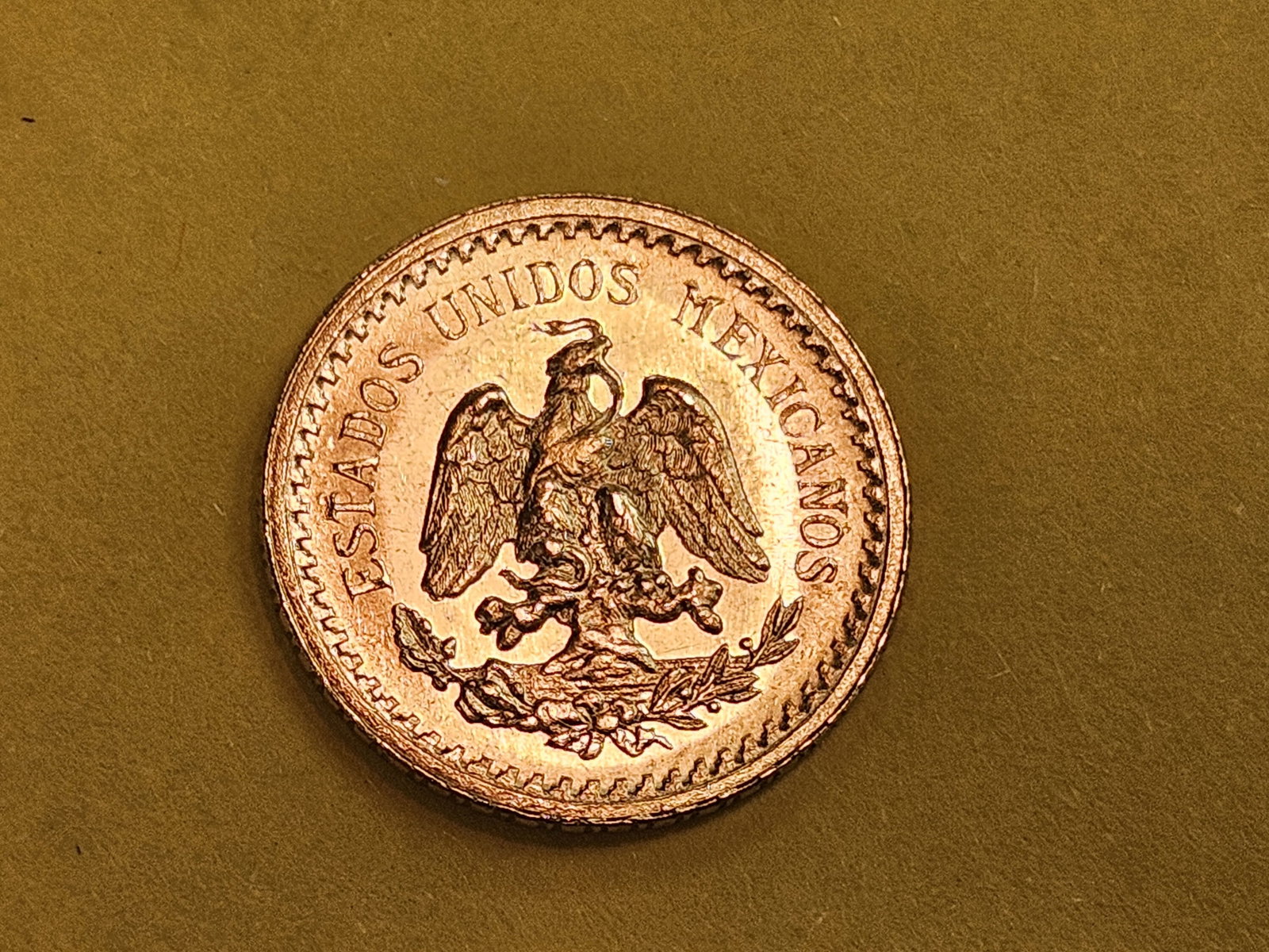 GOLD! GEM Brilliant Uncirculated 1945 Mexico Gold Dos y medio Pesos - 3