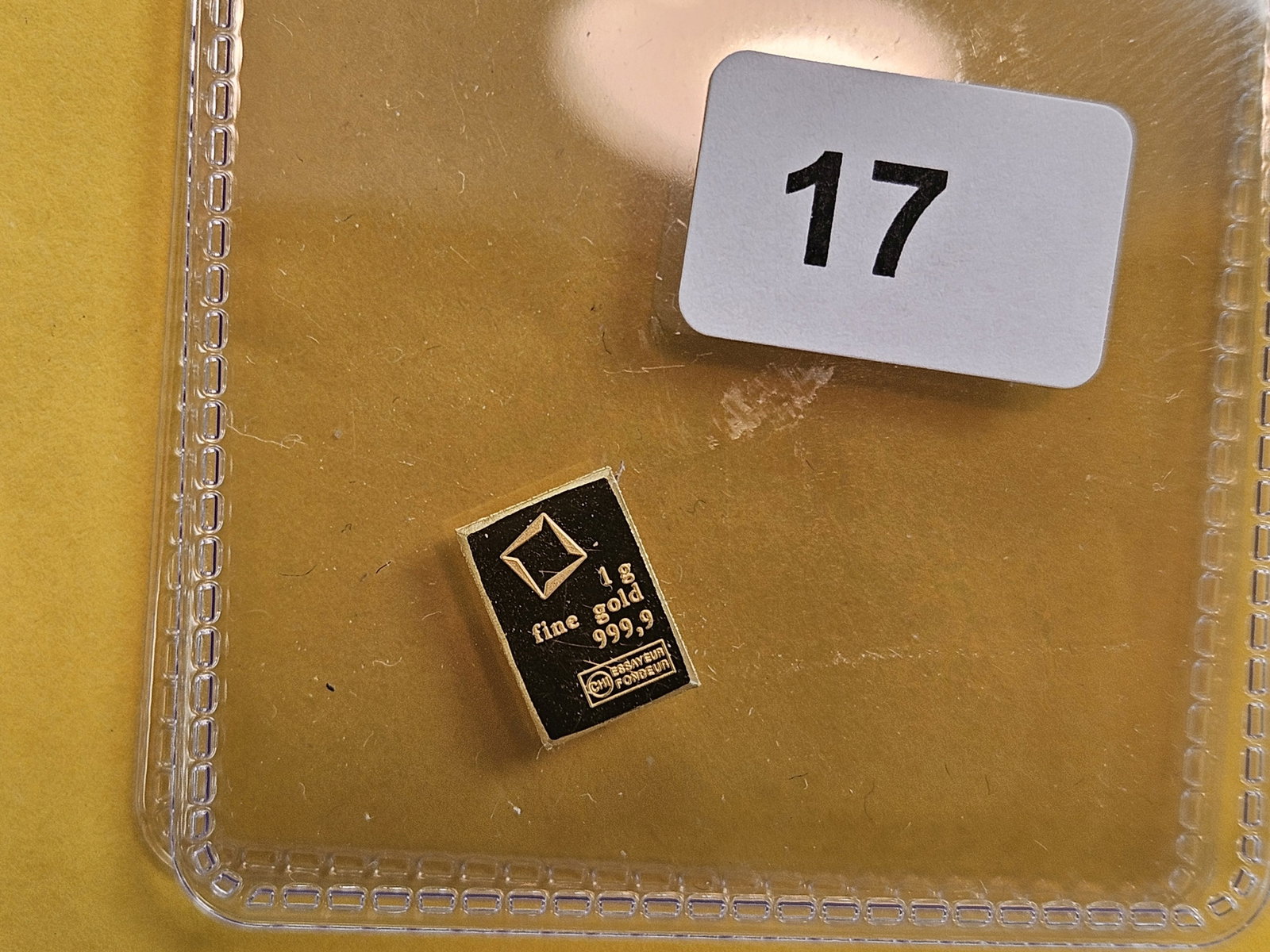 GOLD! Valcambi Suisse One Gram .9999 fine gold bar: From an original Combi-bar