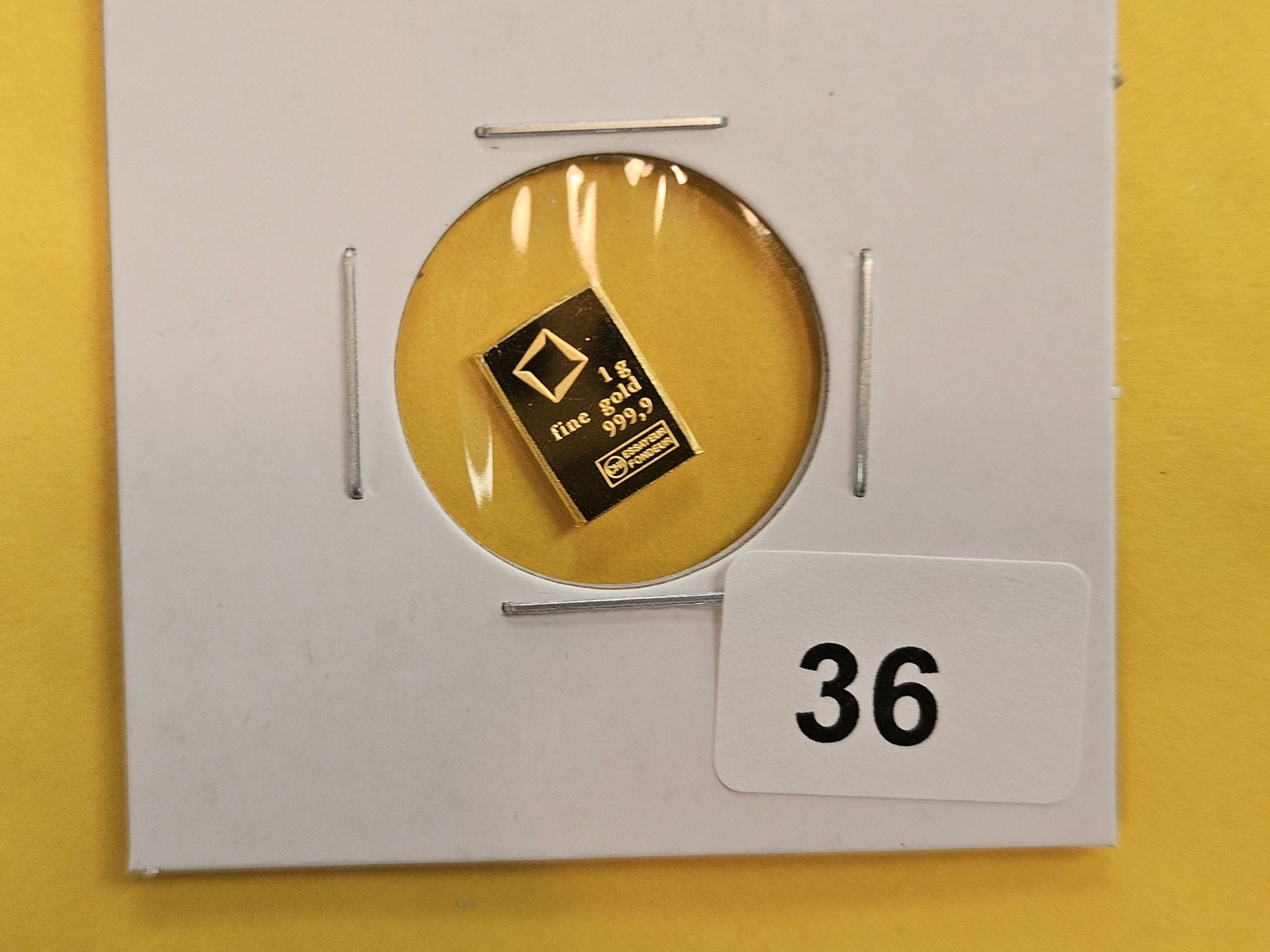 GOLD! Valcambi Suisse One Gram .9999 fine gold bar: From an original Combi-bar