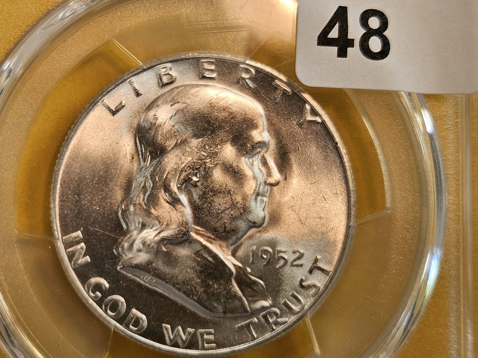 GEM! PCGS 1952-S Franklin half dollar in Mint State 65: Blast white