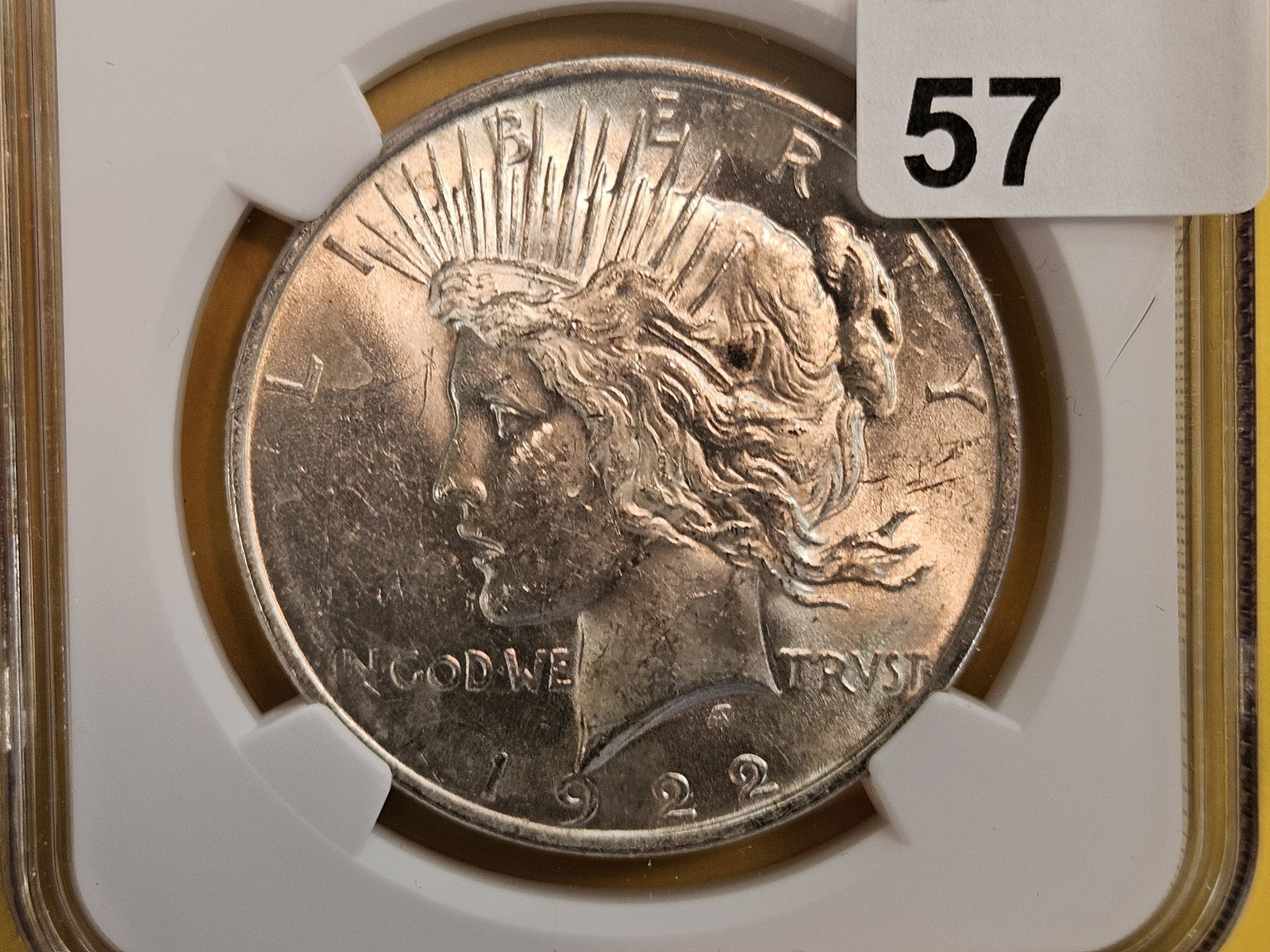 NGC Brilliant Uncirculated 1922 Peace Dollar: Dunno!? Maybe it's just too difficult to give it a numerical grade?