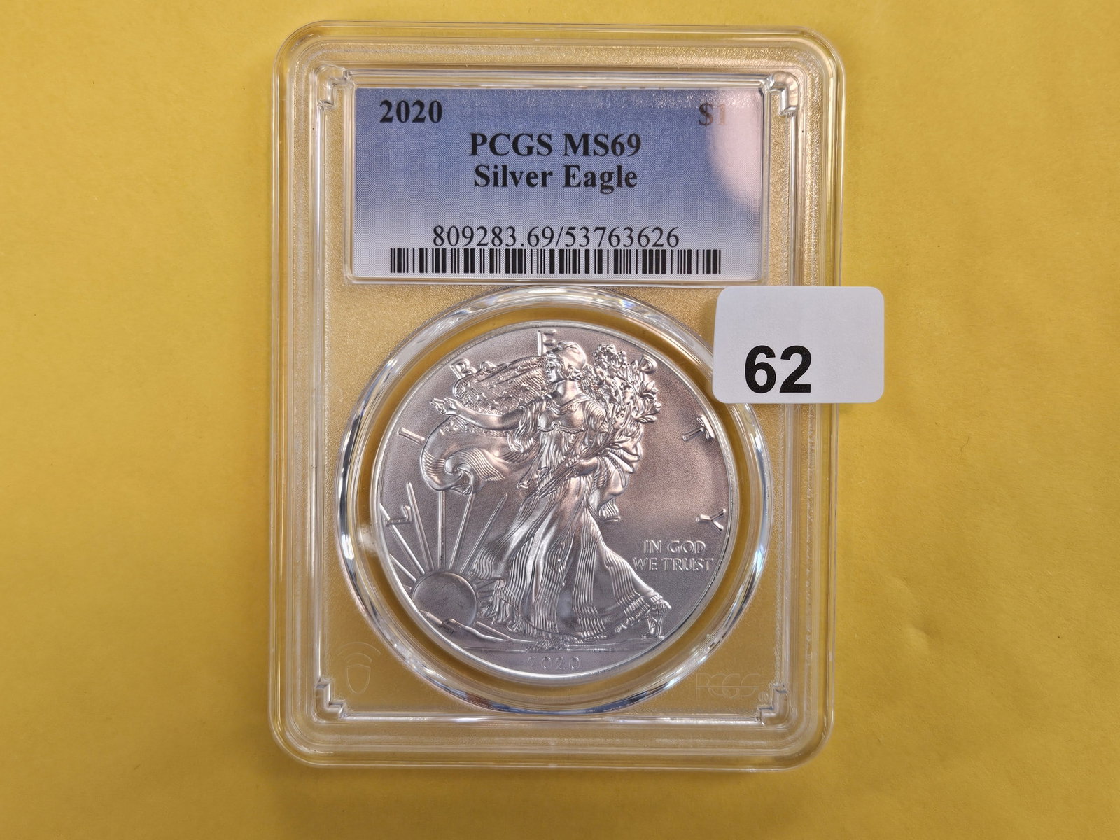 PCGS 2020 American Silver Eagle in Mint State 69: Purt near Perfect!